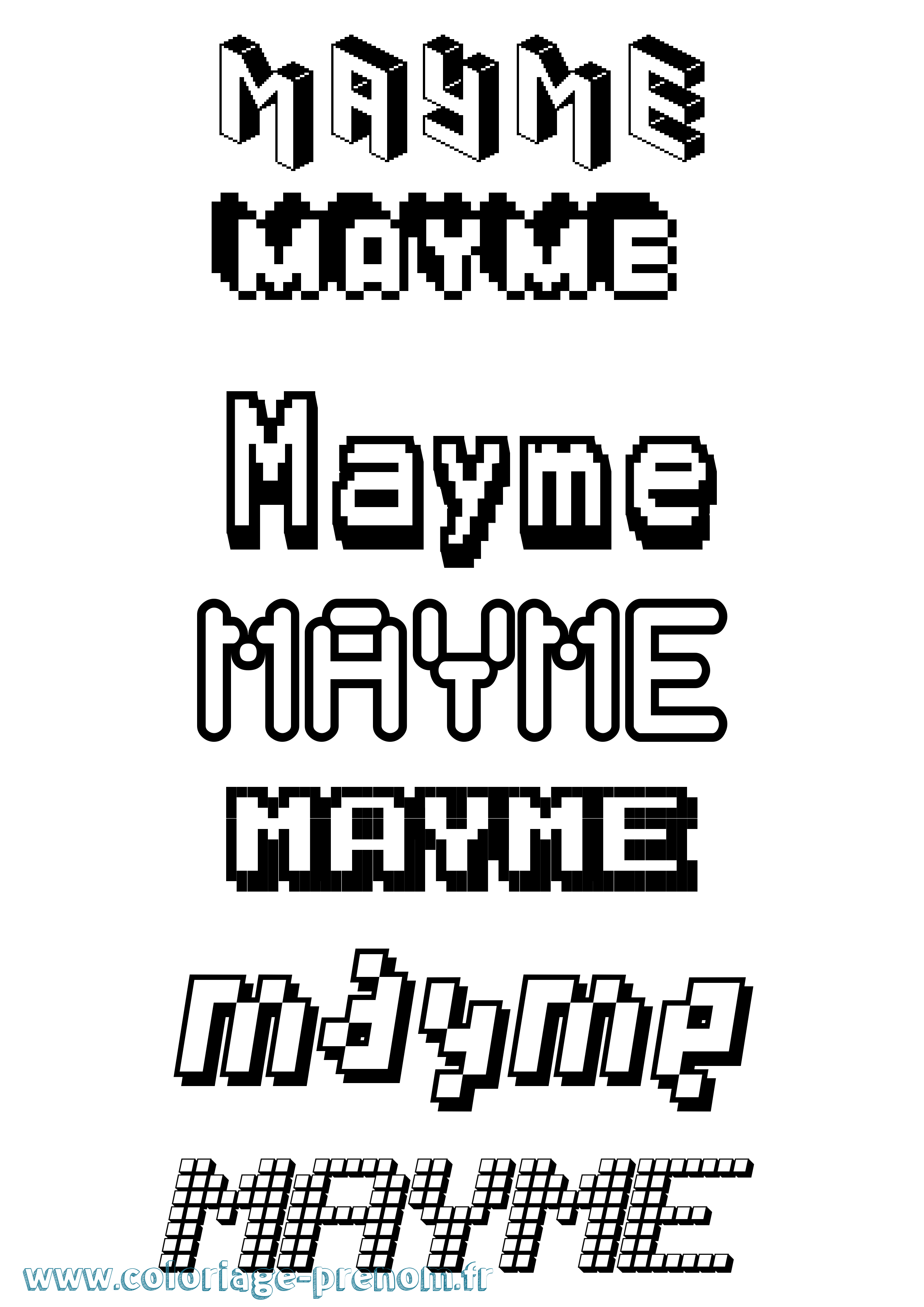 Coloriage prénom Mayme Pixel