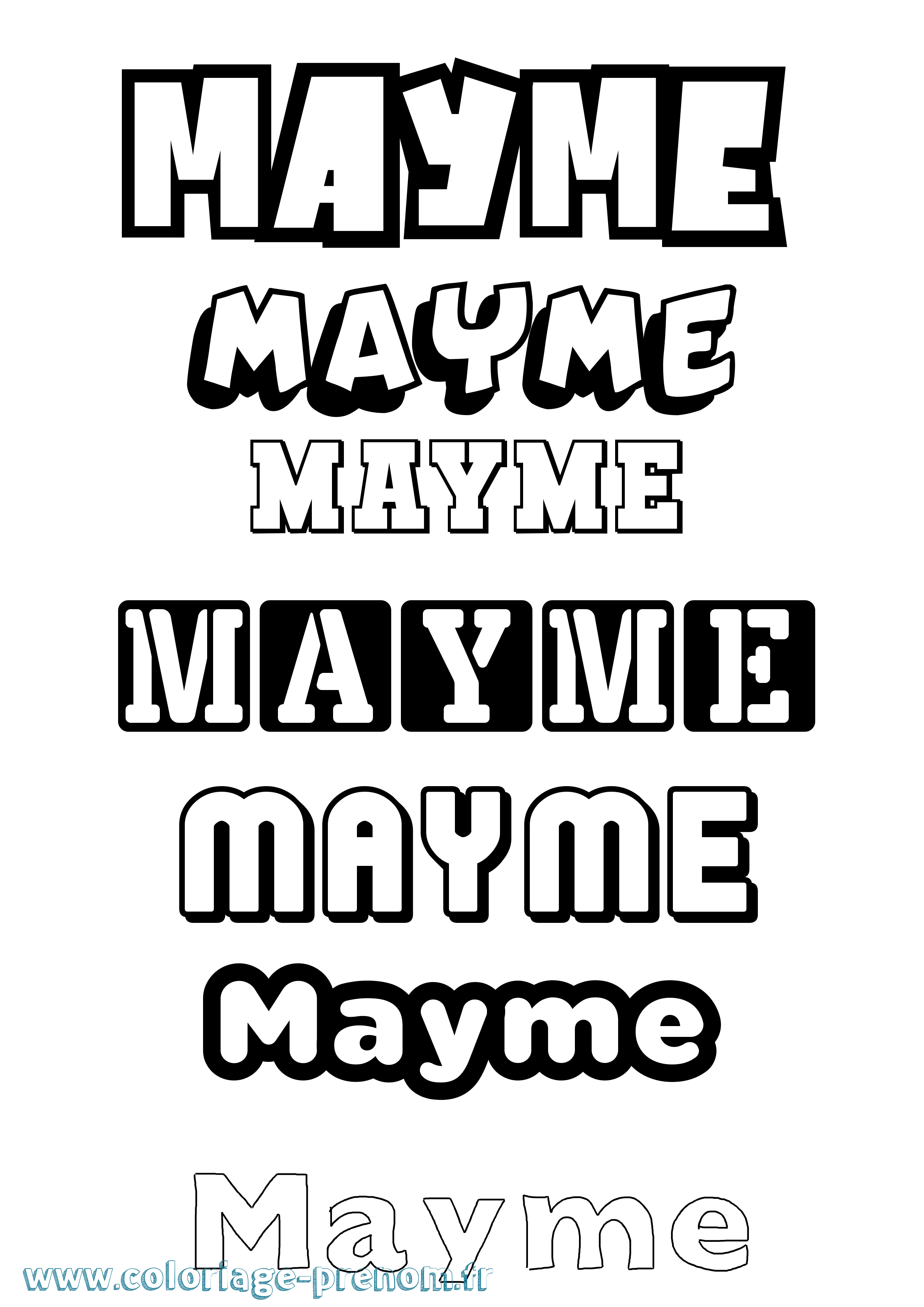 Coloriage prénom Mayme Simple