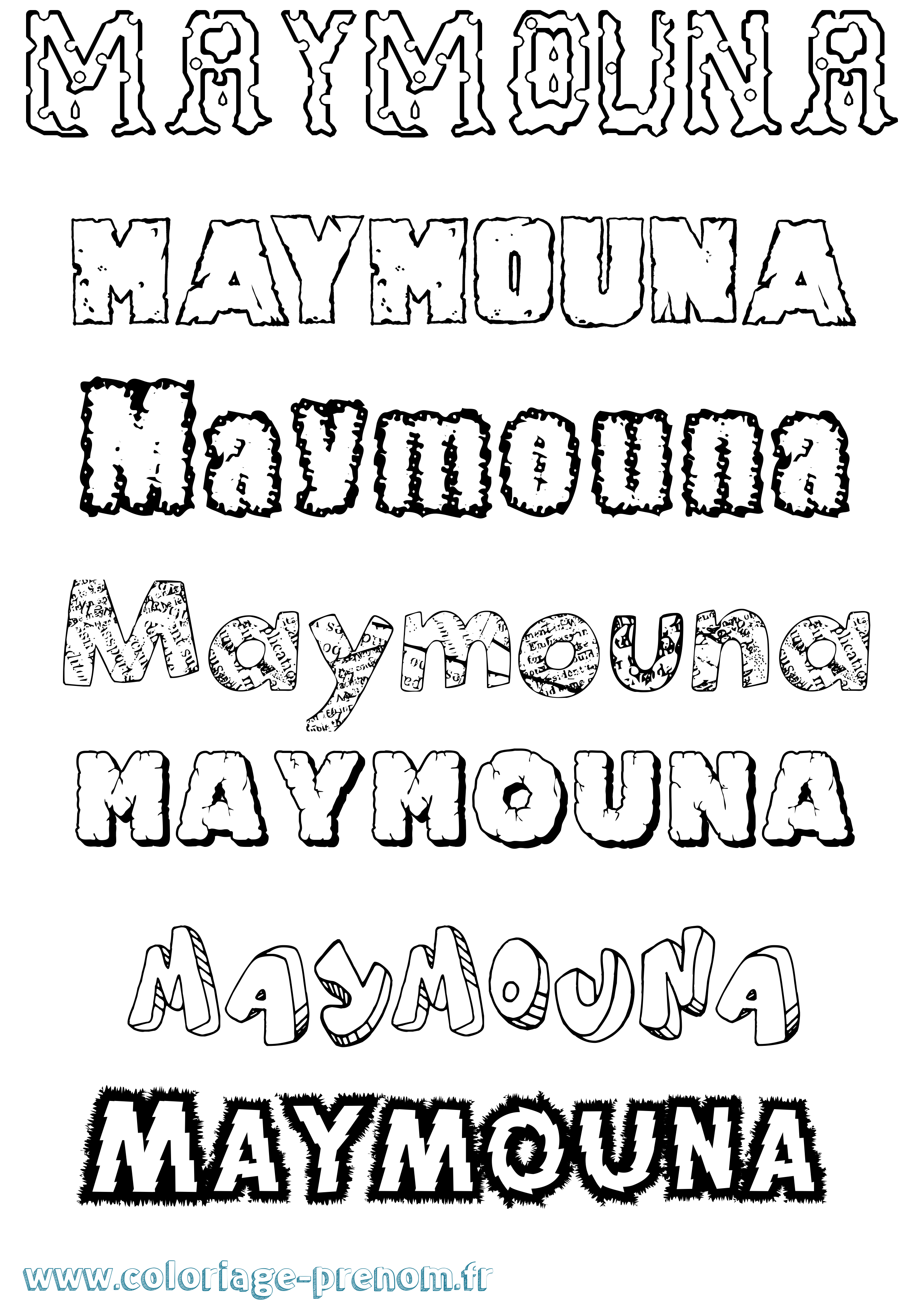 Coloriage prénom Maymouna Destructuré