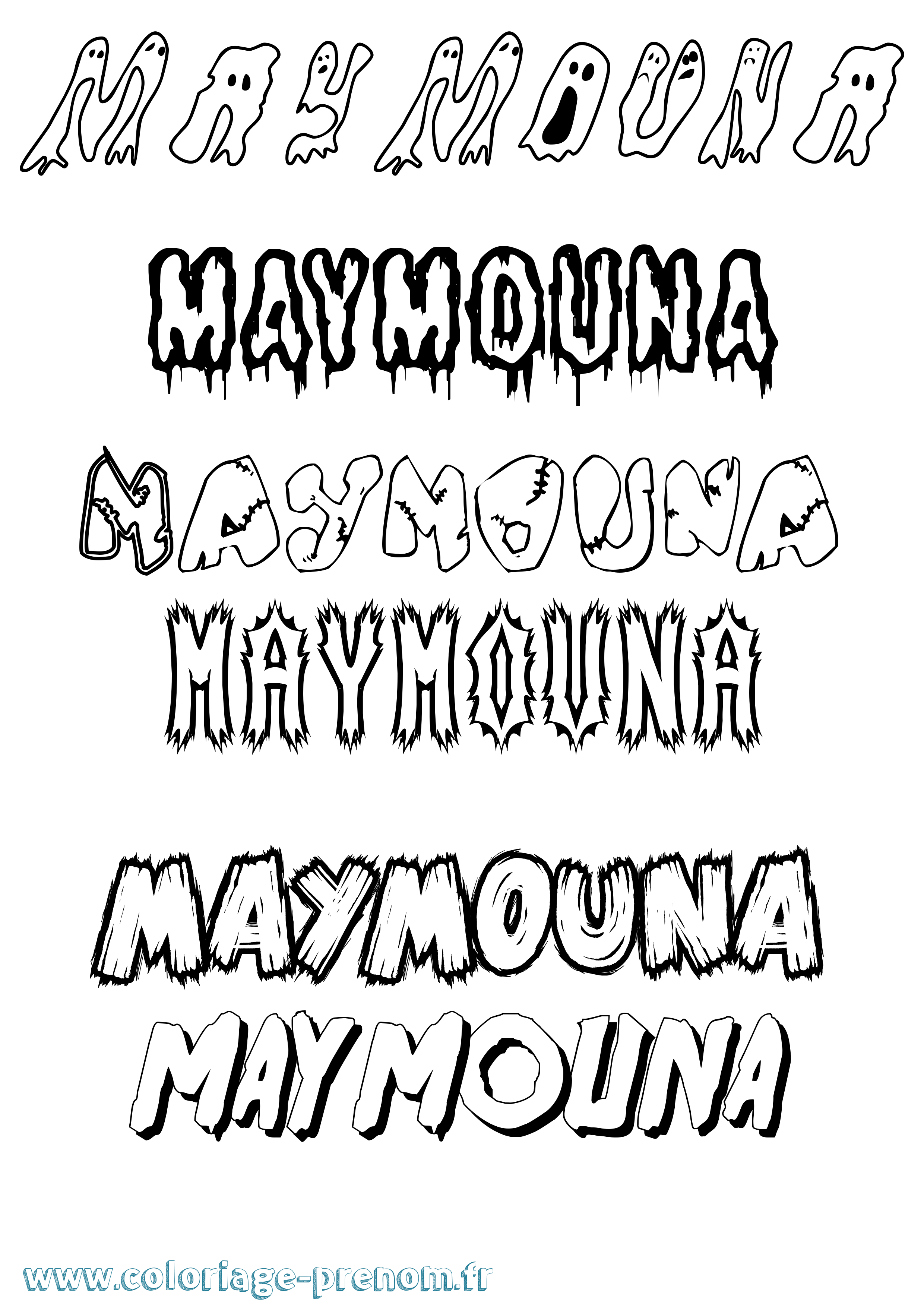 Coloriage prénom Maymouna Frisson