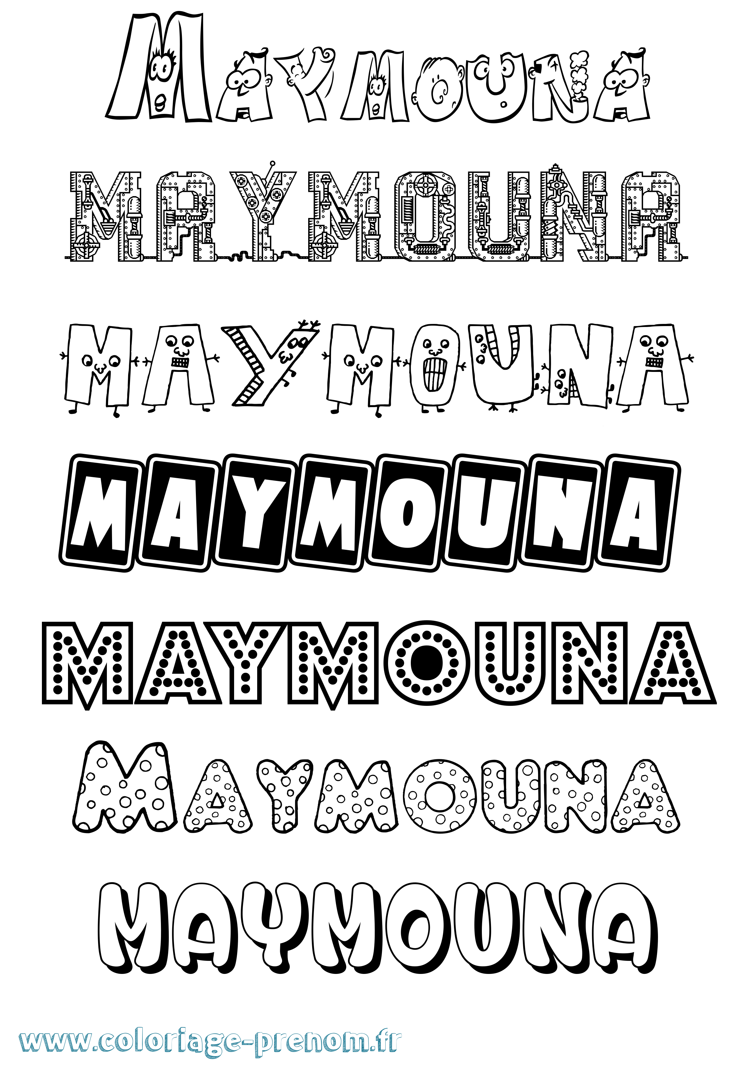 Coloriage prénom Maymouna Fun