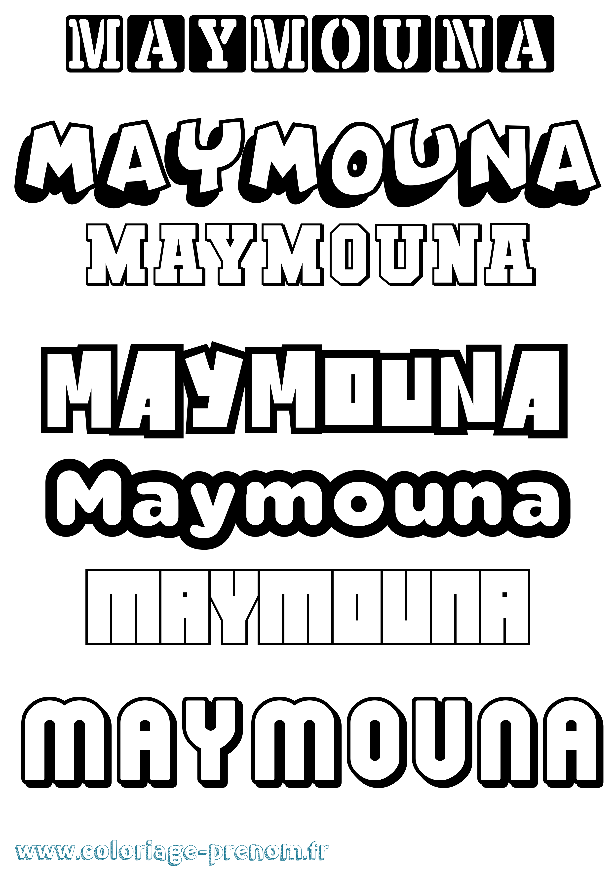 Coloriage prénom Maymouna Simple