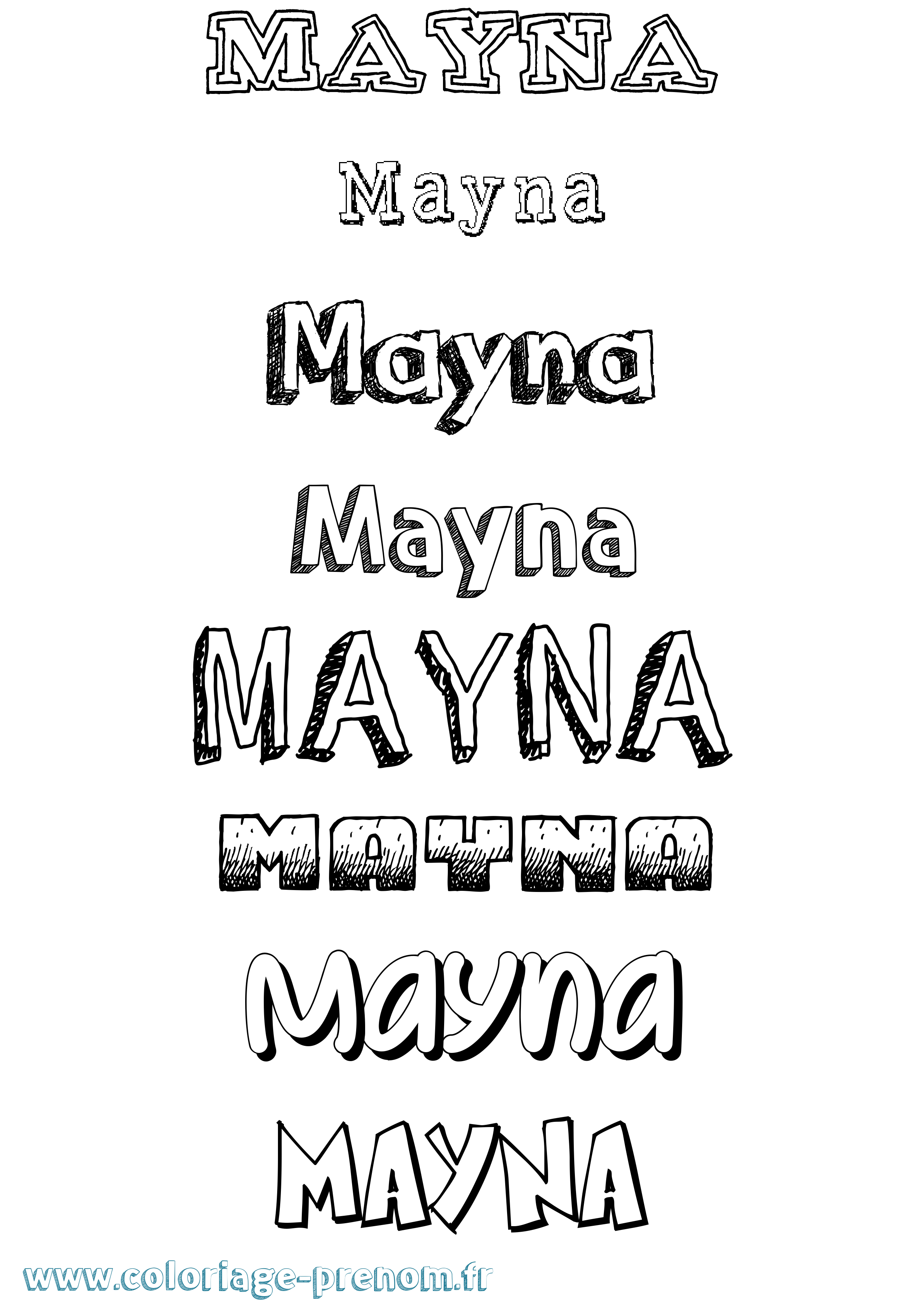Coloriage prénom Mayna Dessiné