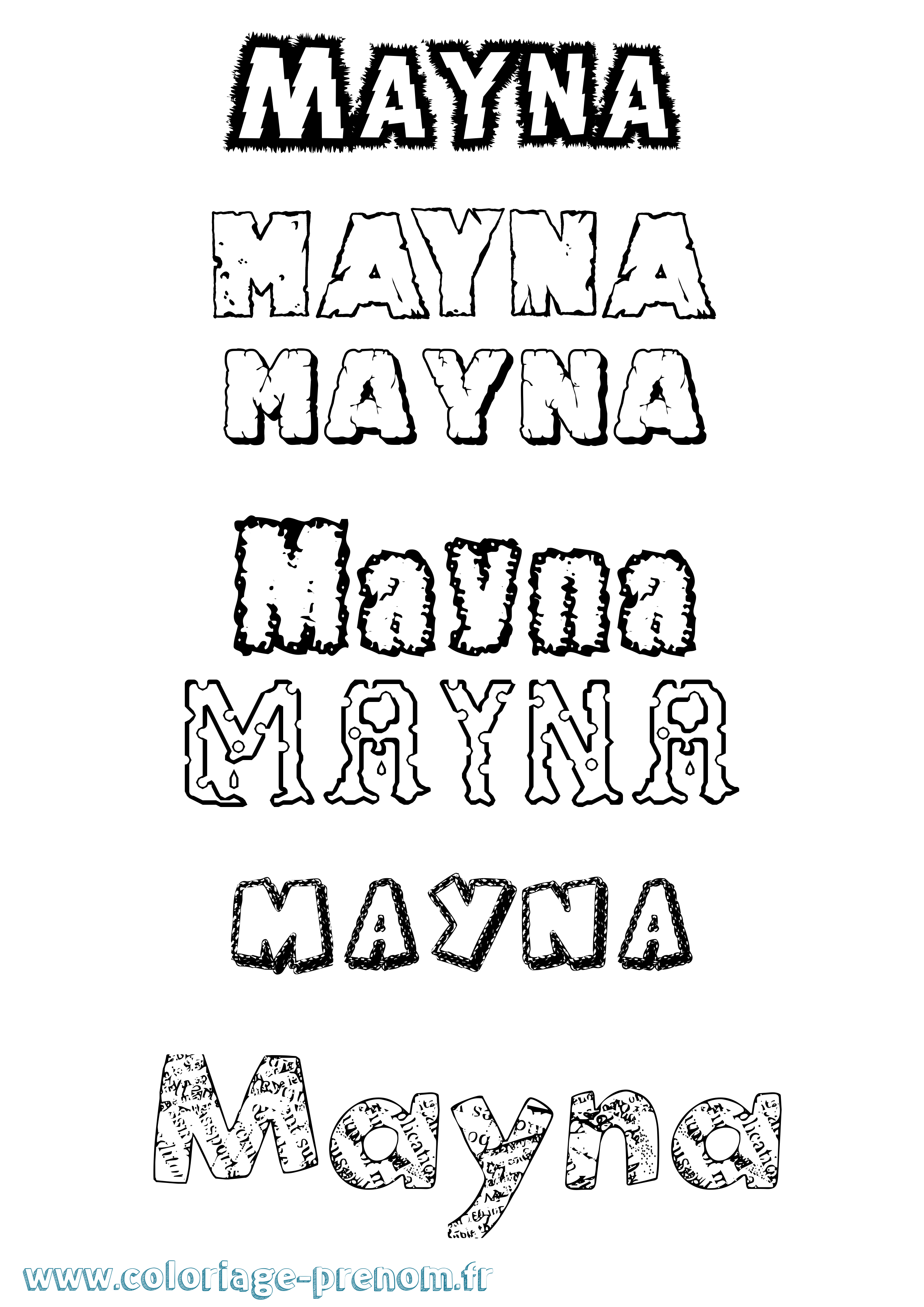 Coloriage prénom Mayna Destructuré
