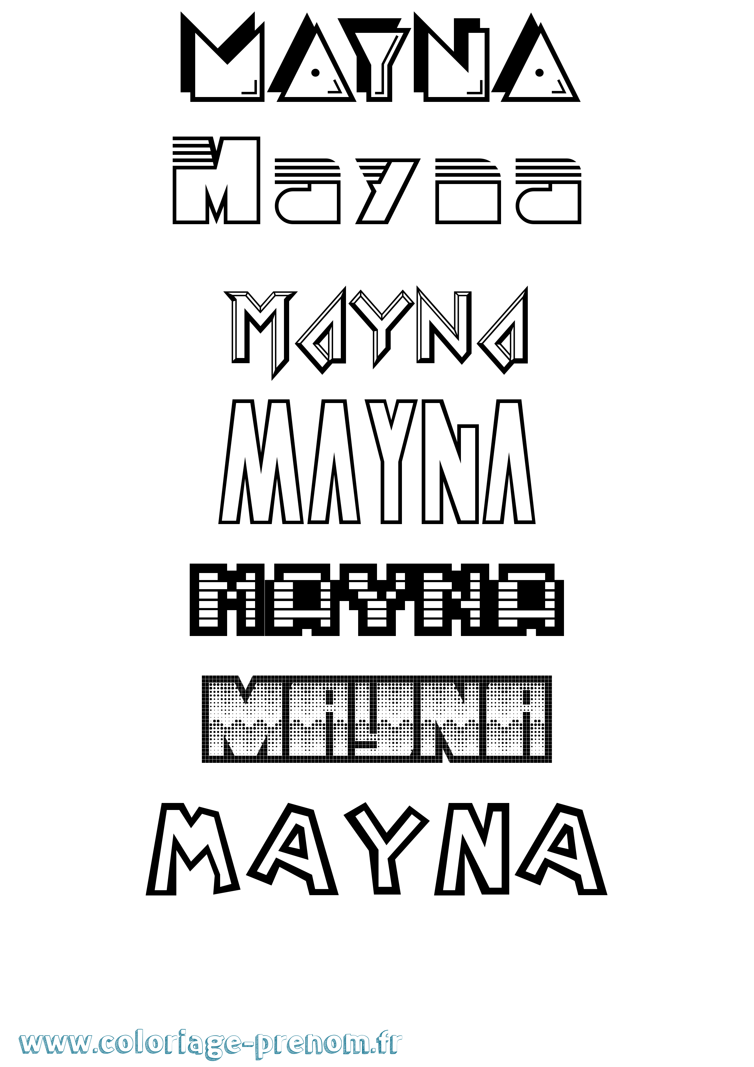 Coloriage prénom Mayna Jeux Vidéos