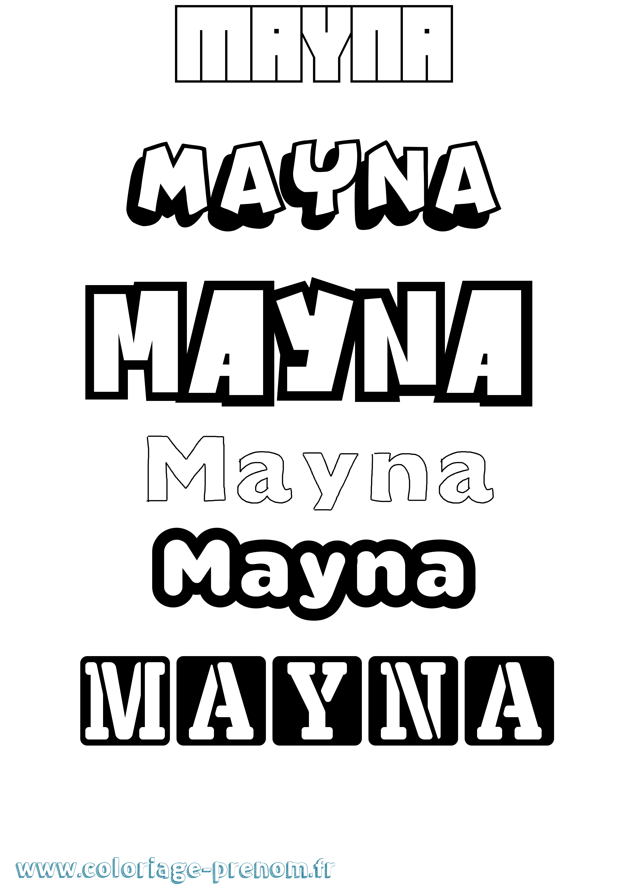 Coloriage prénom Mayna Simple