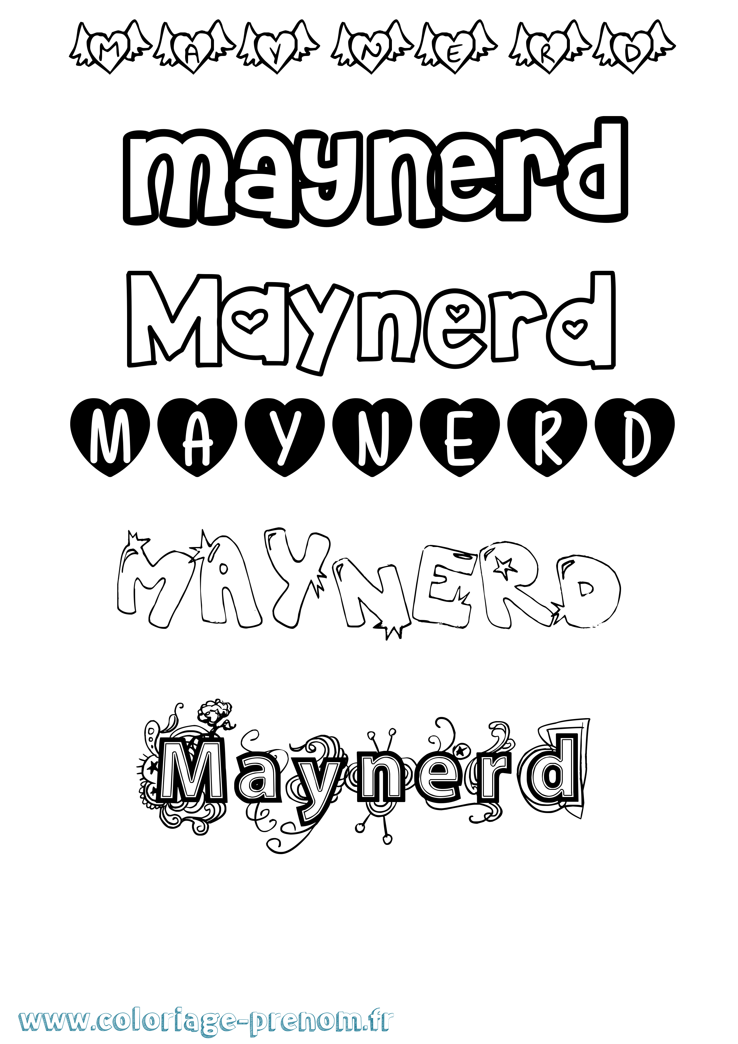 Coloriage prénom Maynerd Girly