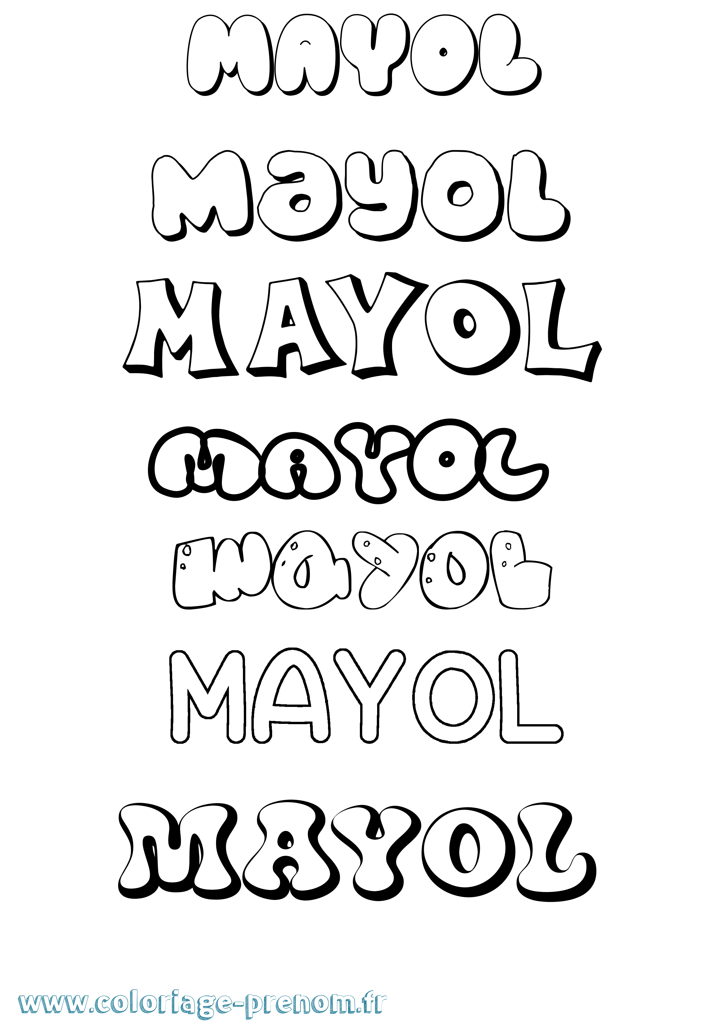Coloriage prénom Mayol Bubble
