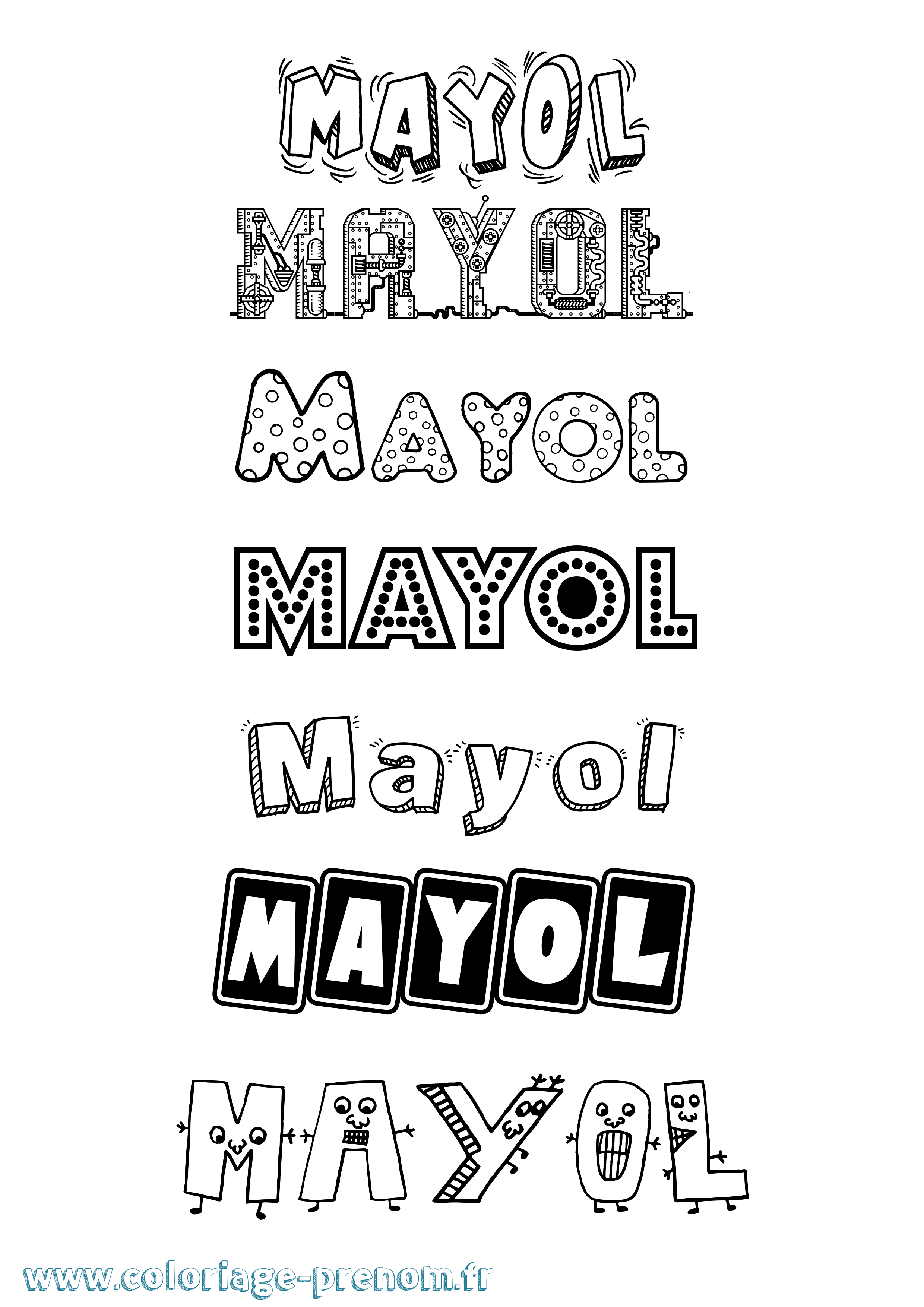Coloriage prénom Mayol Fun