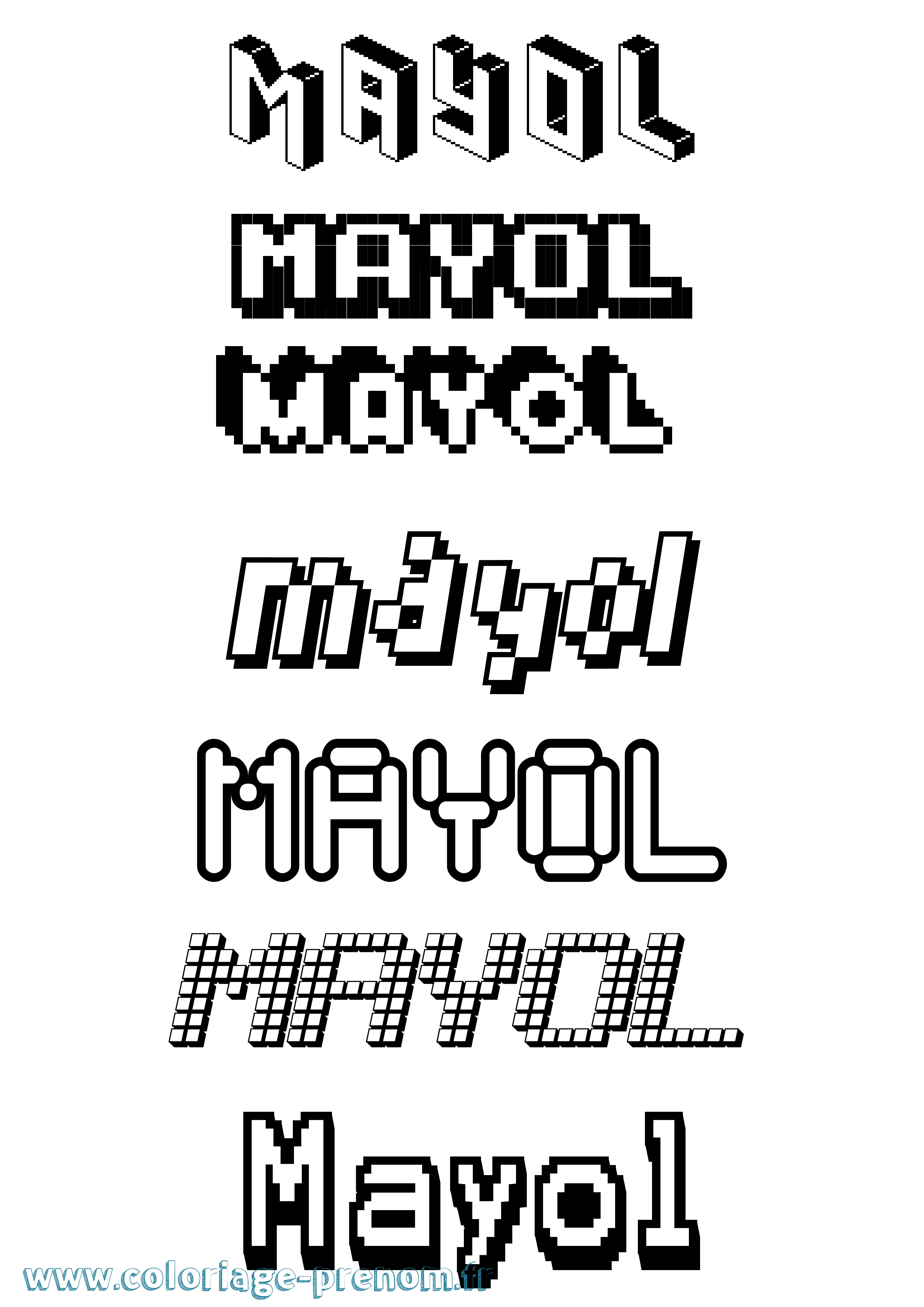 Coloriage prénom Mayol Pixel