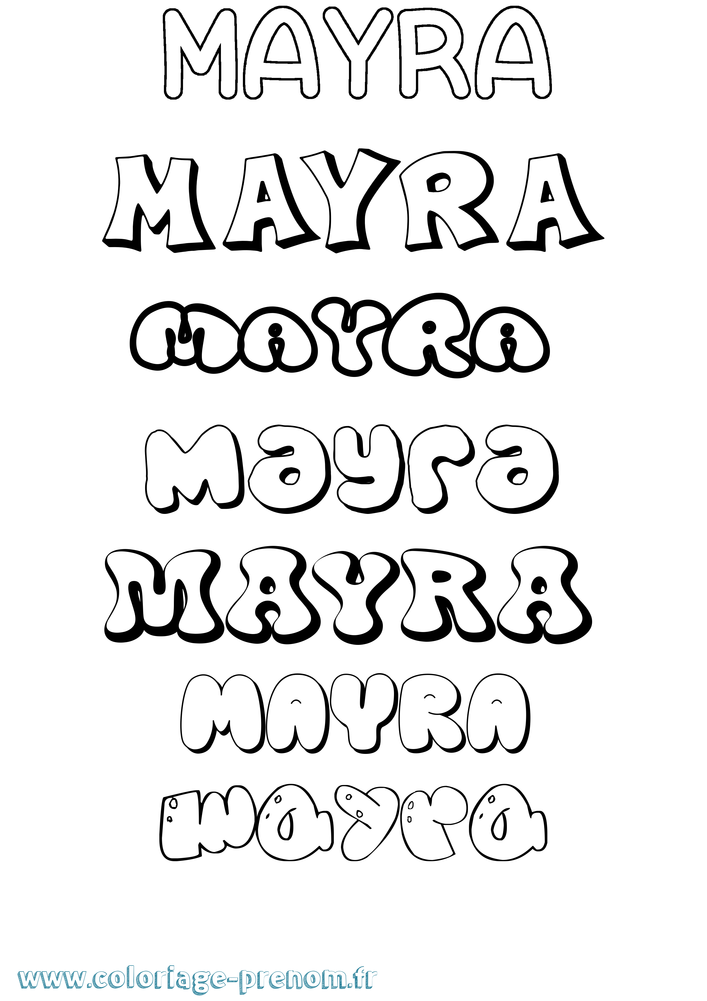 Coloriage prénom Mayra Bubble