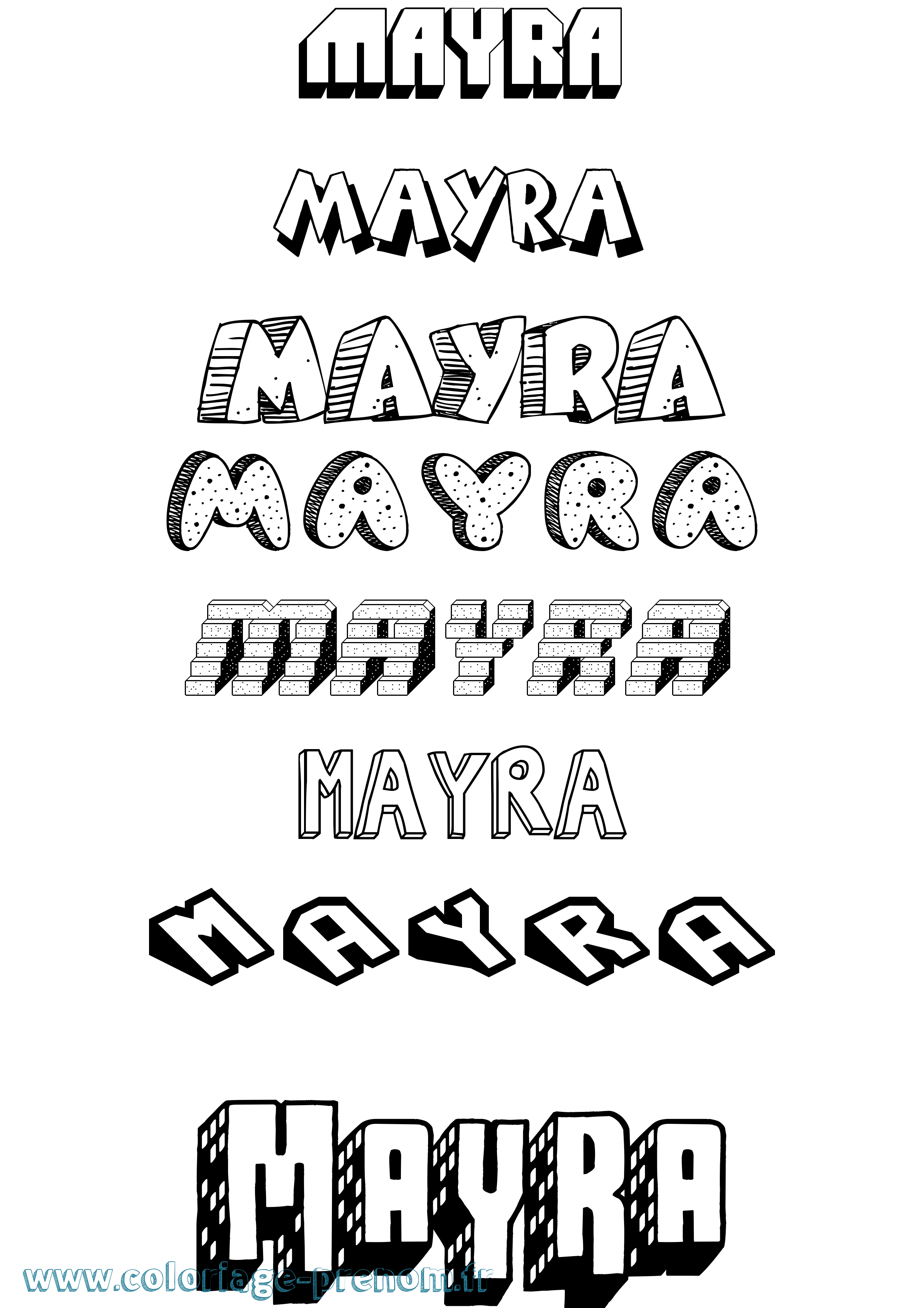 Coloriage prénom Mayra Effet 3D