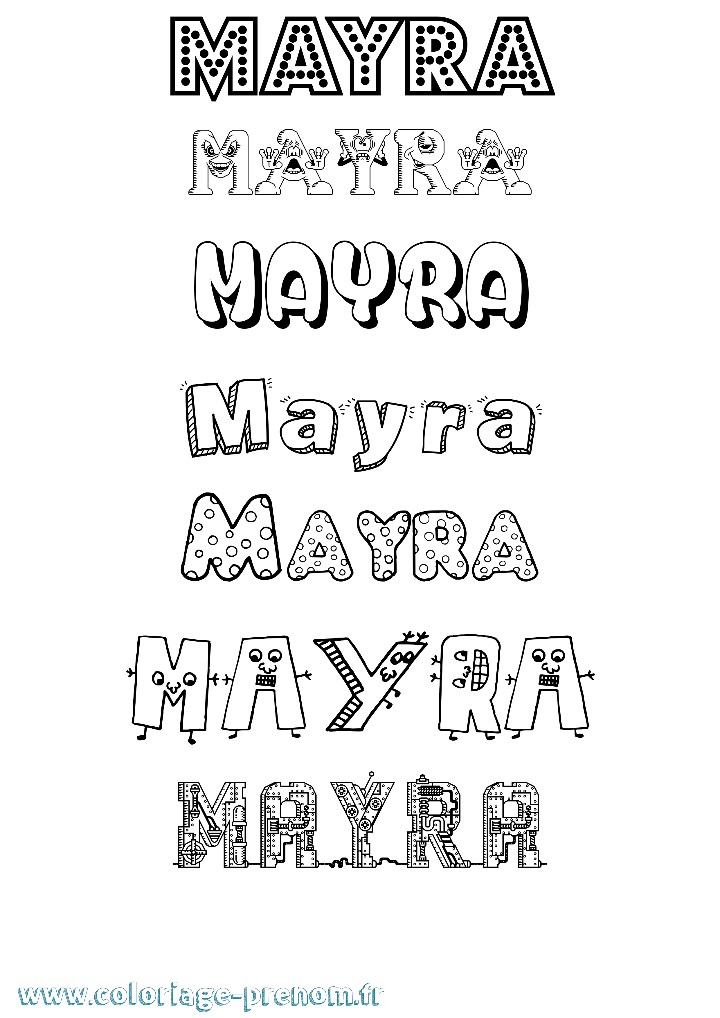 Coloriage prénom Mayra Fun