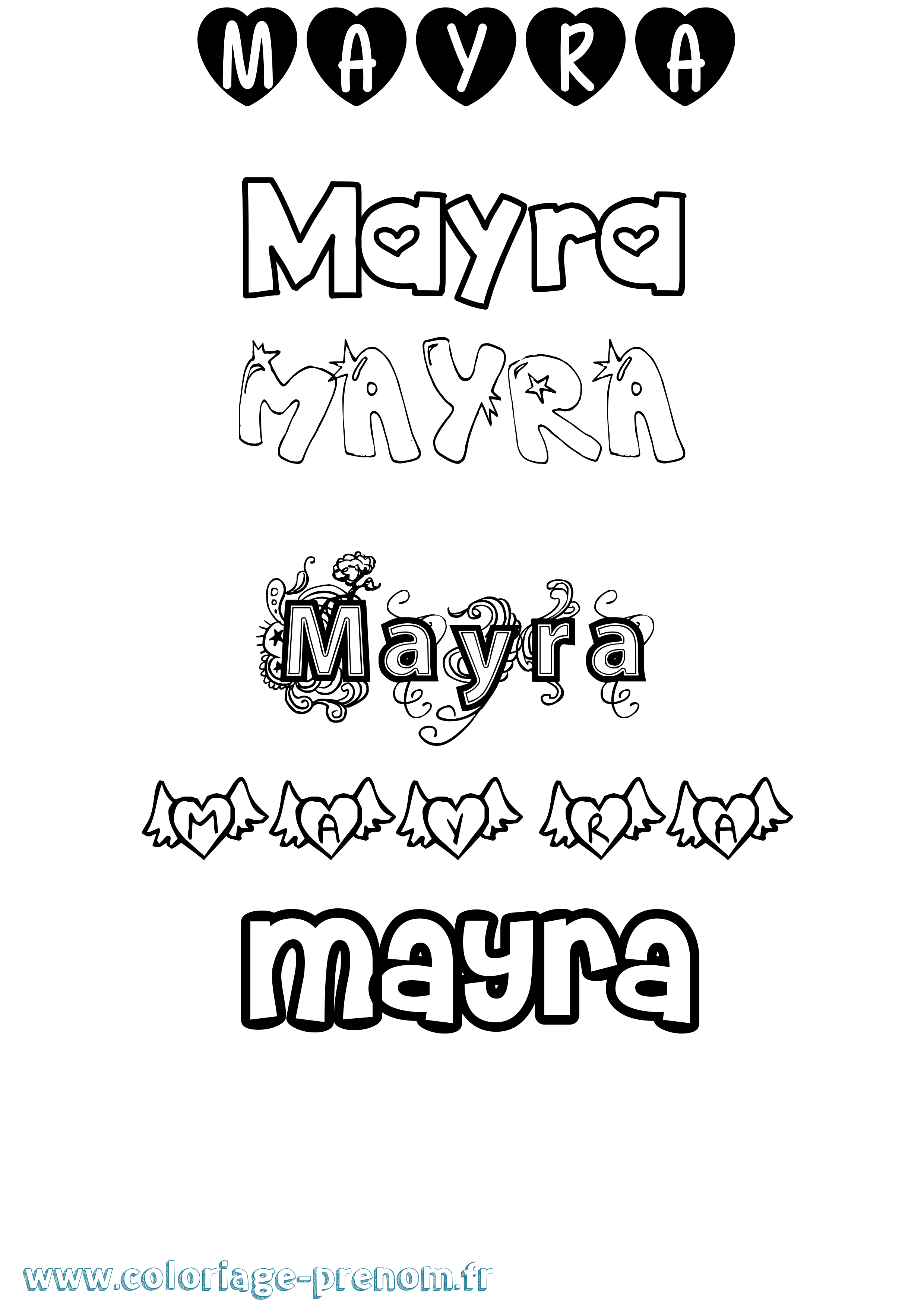 Coloriage prénom Mayra Girly