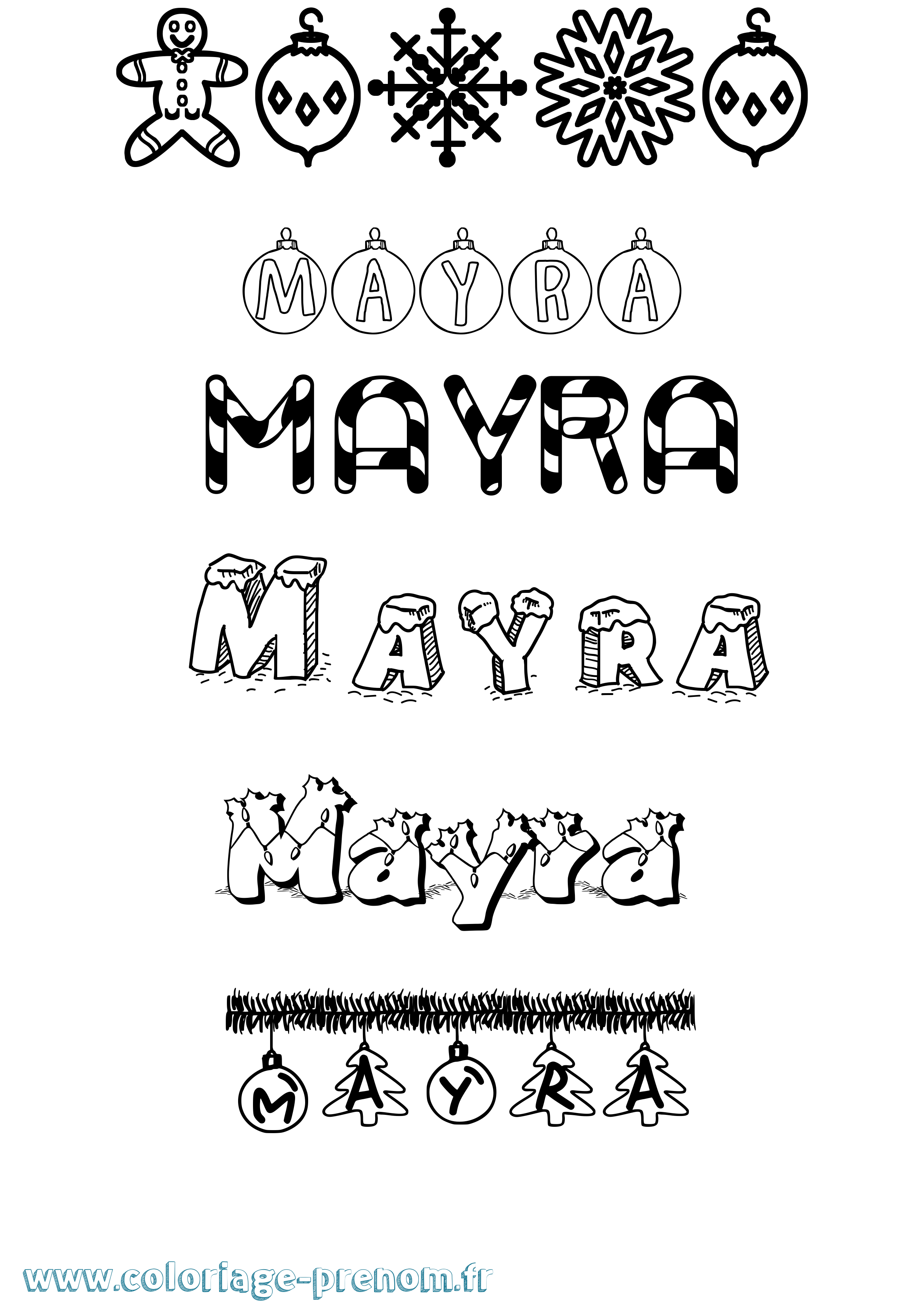 Coloriage prénom Mayra Noël