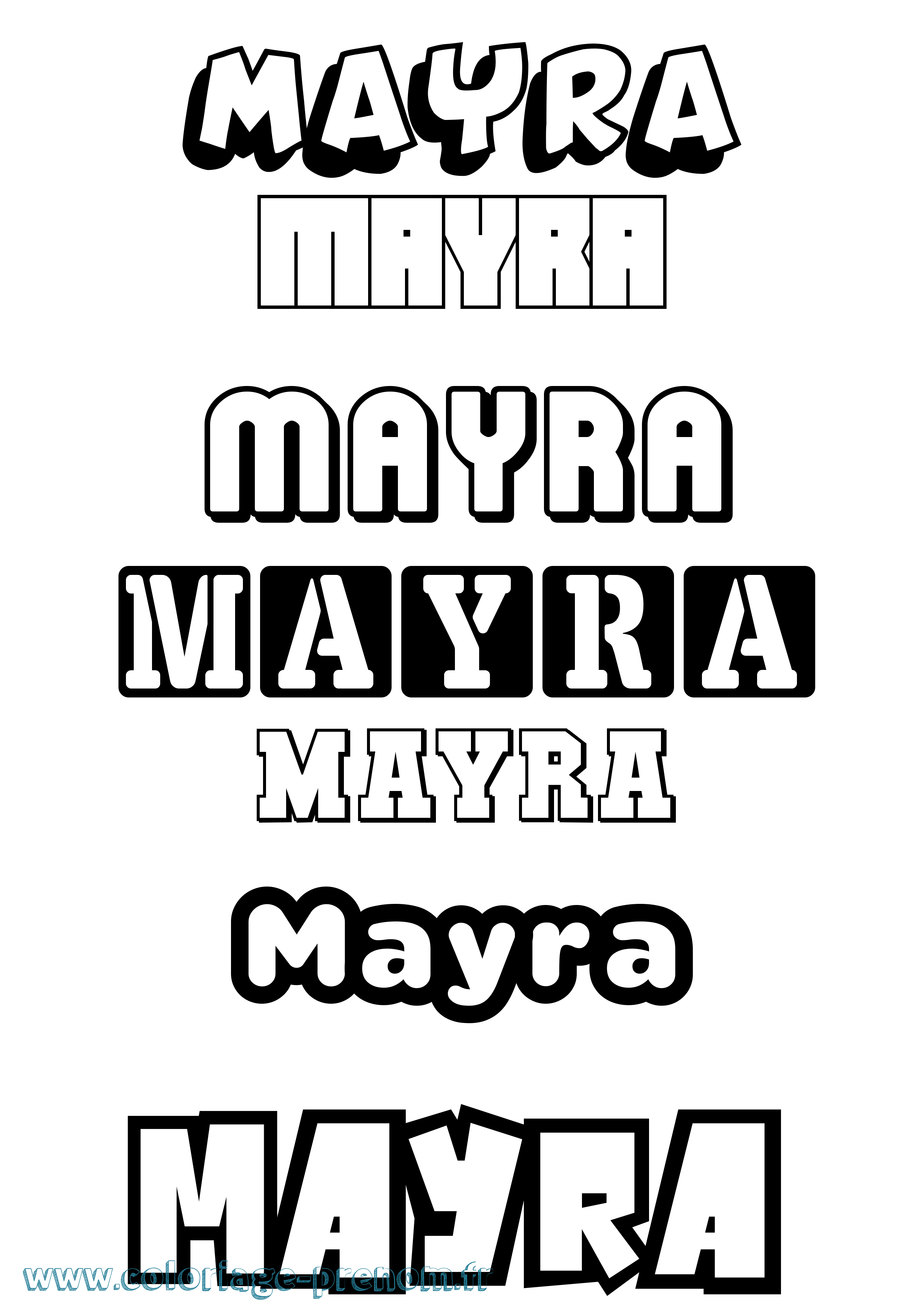 Coloriage prénom Mayra Simple