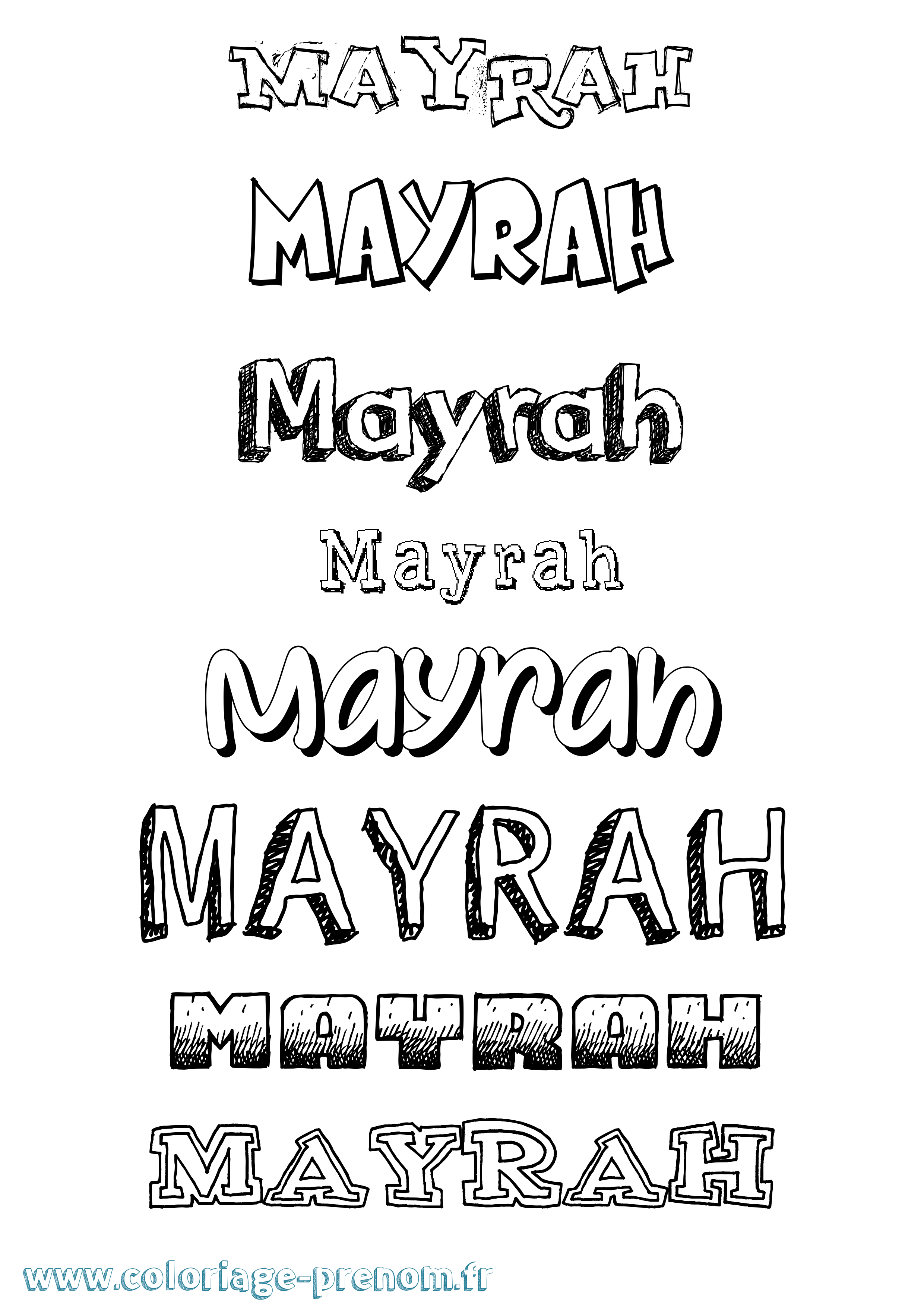 Coloriage prénom Mayrah Dessiné