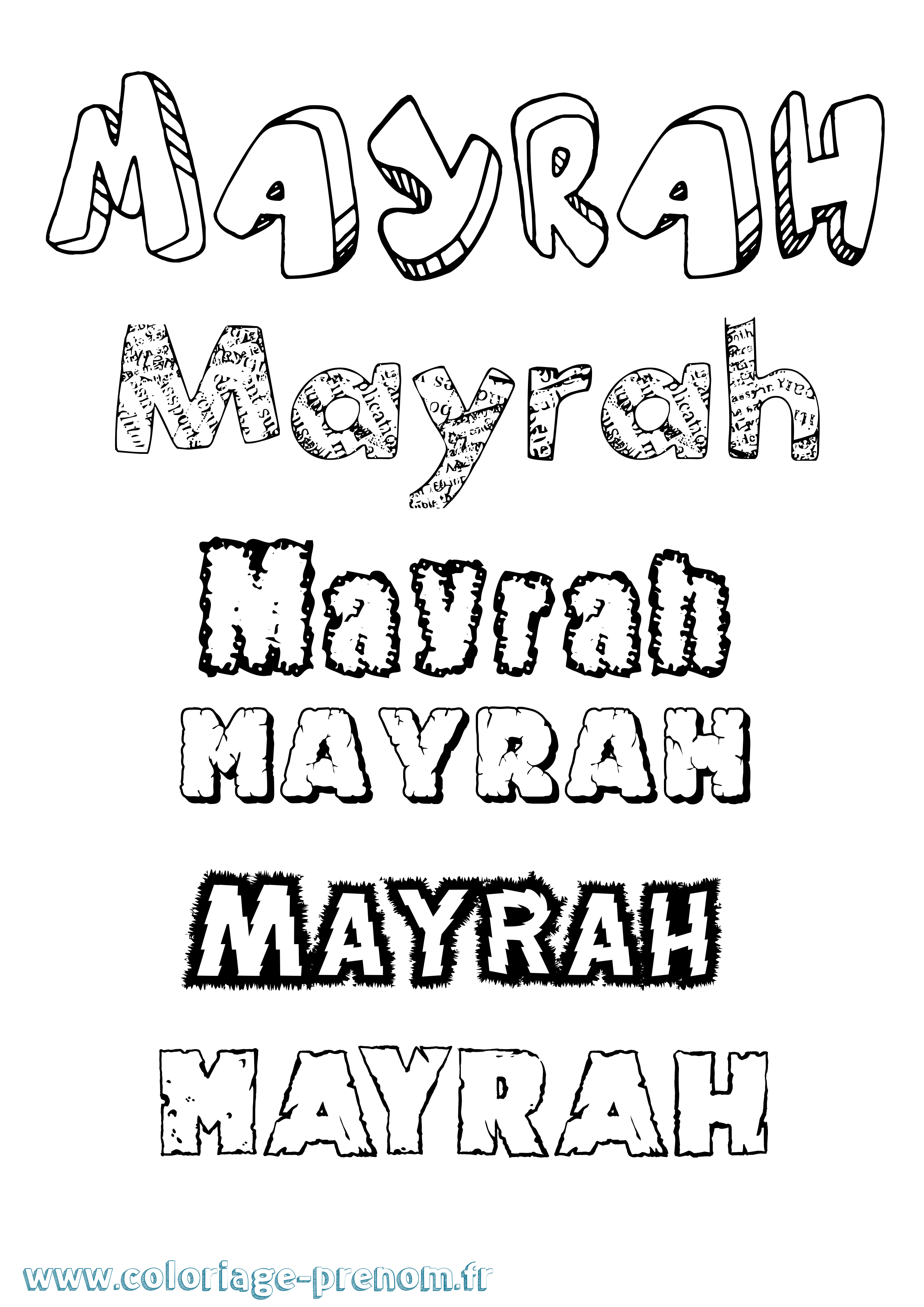 Coloriage prénom Mayrah Destructuré