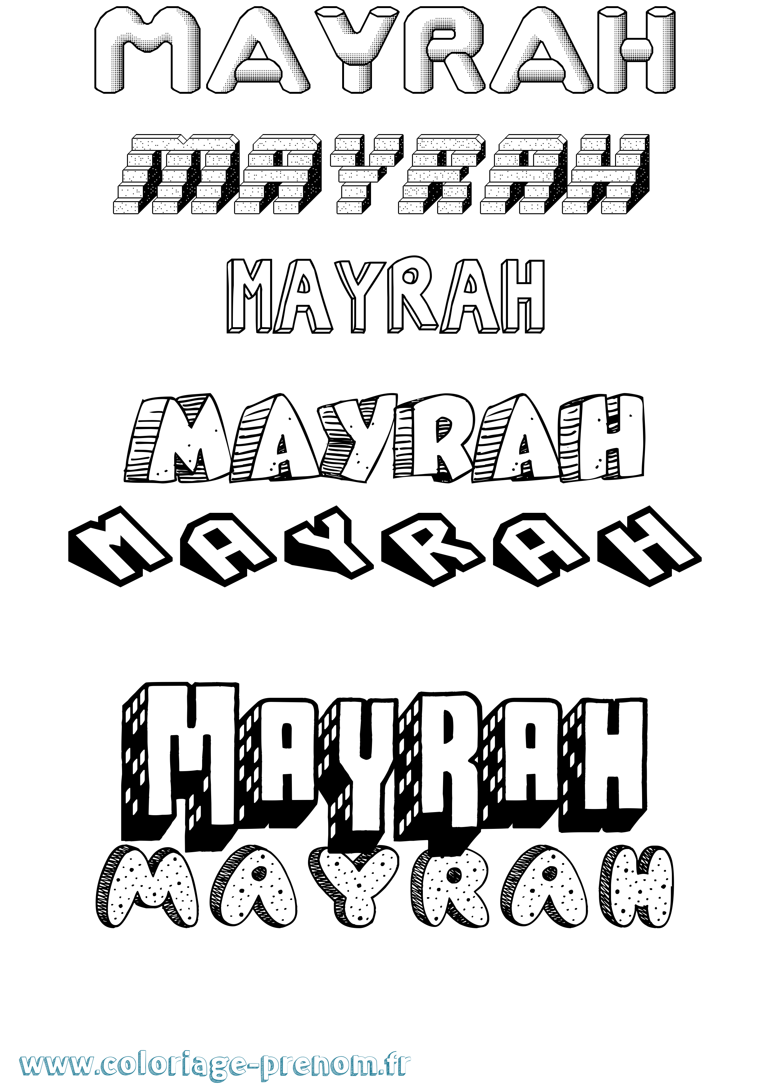 Coloriage prénom Mayrah Effet 3D
