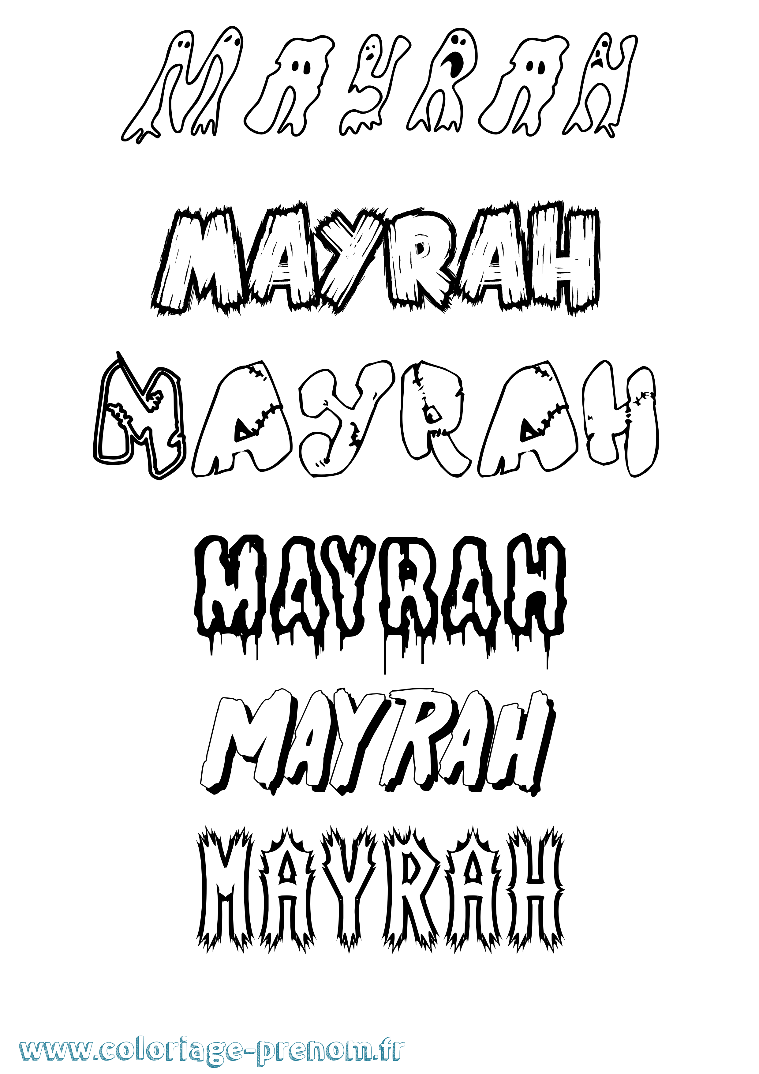 Coloriage prénom Mayrah Frisson