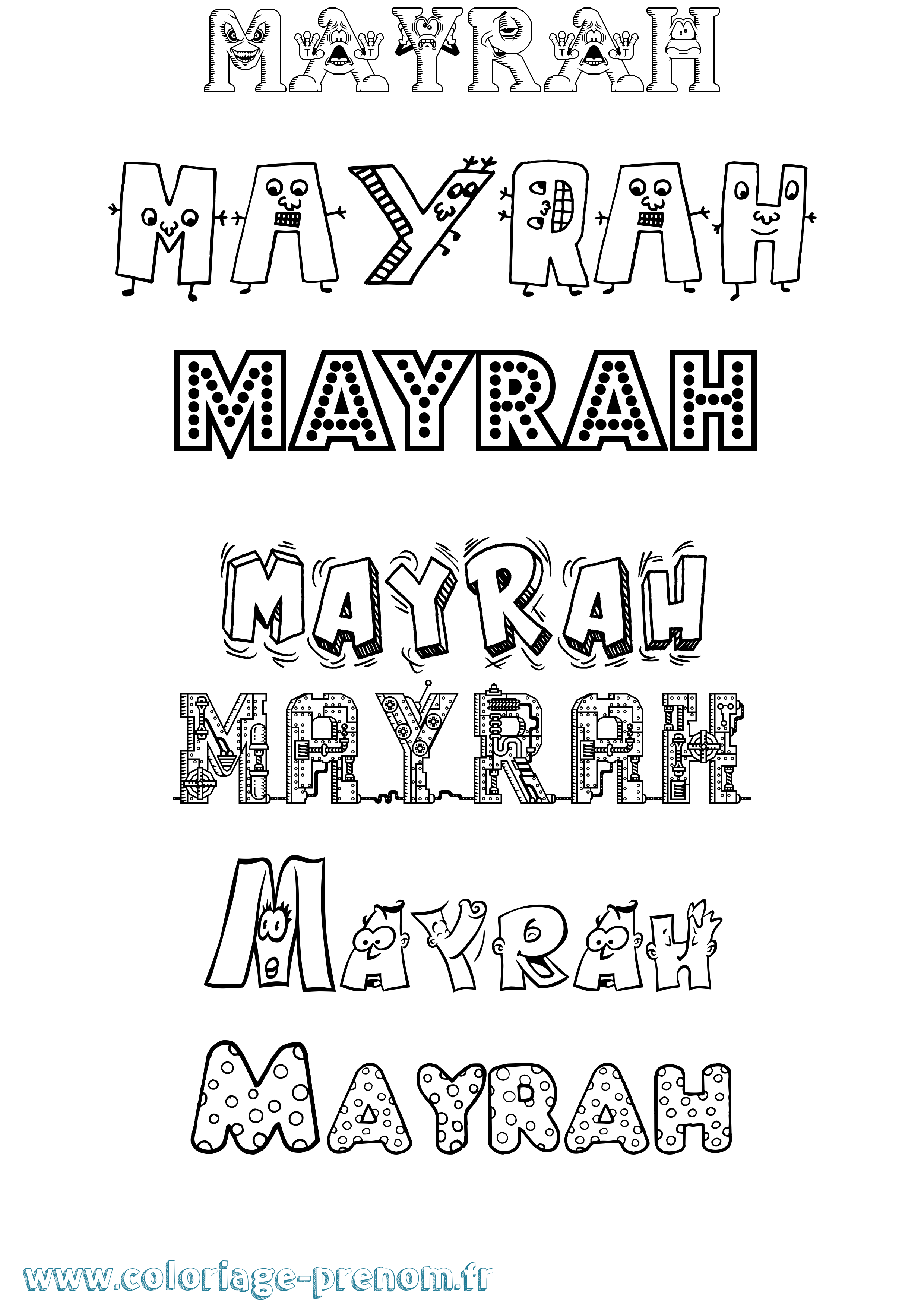 Coloriage prénom Mayrah Fun