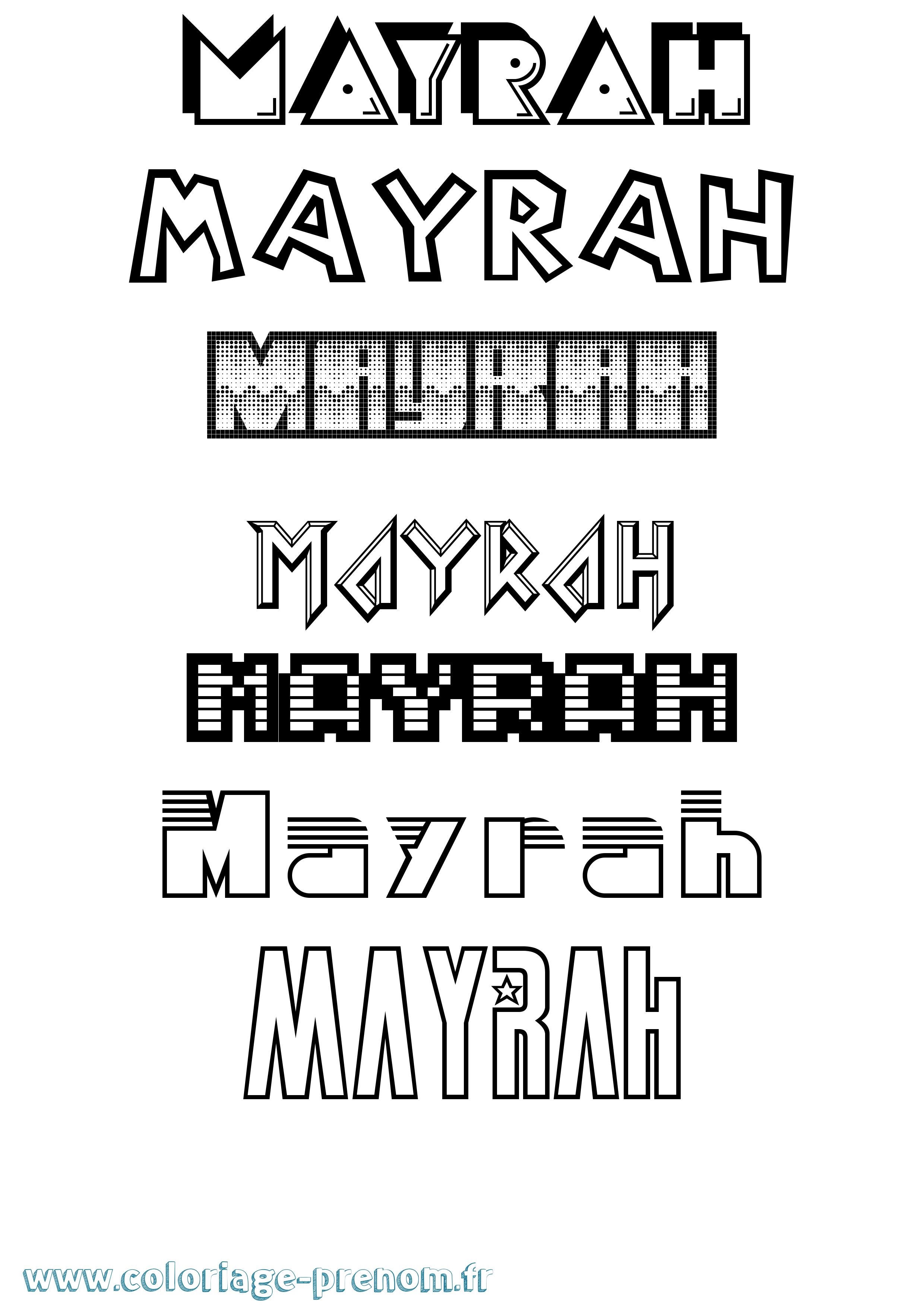 Coloriage prénom Mayrah Jeux Vidéos