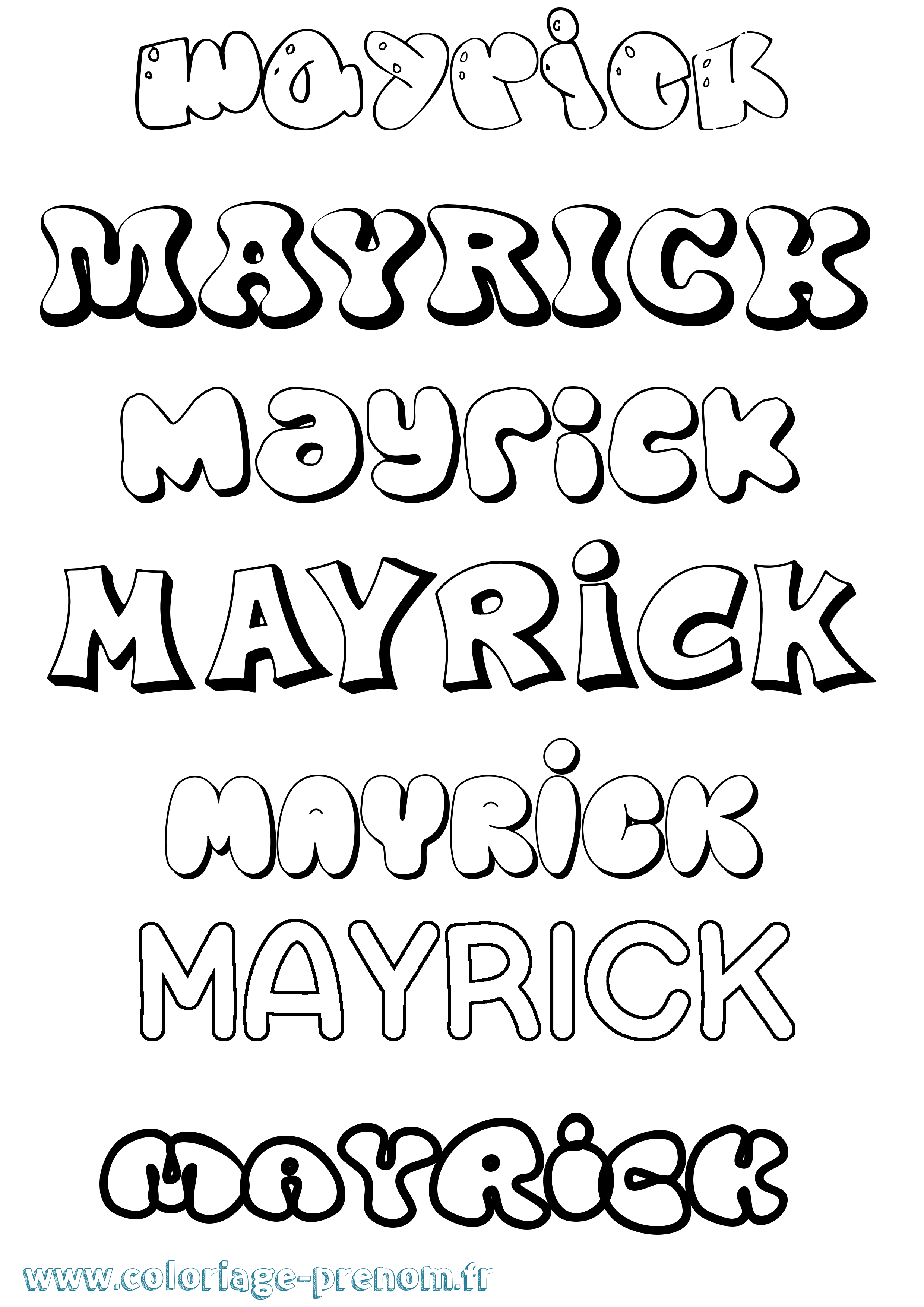 Coloriage prénom Mayrick Bubble
