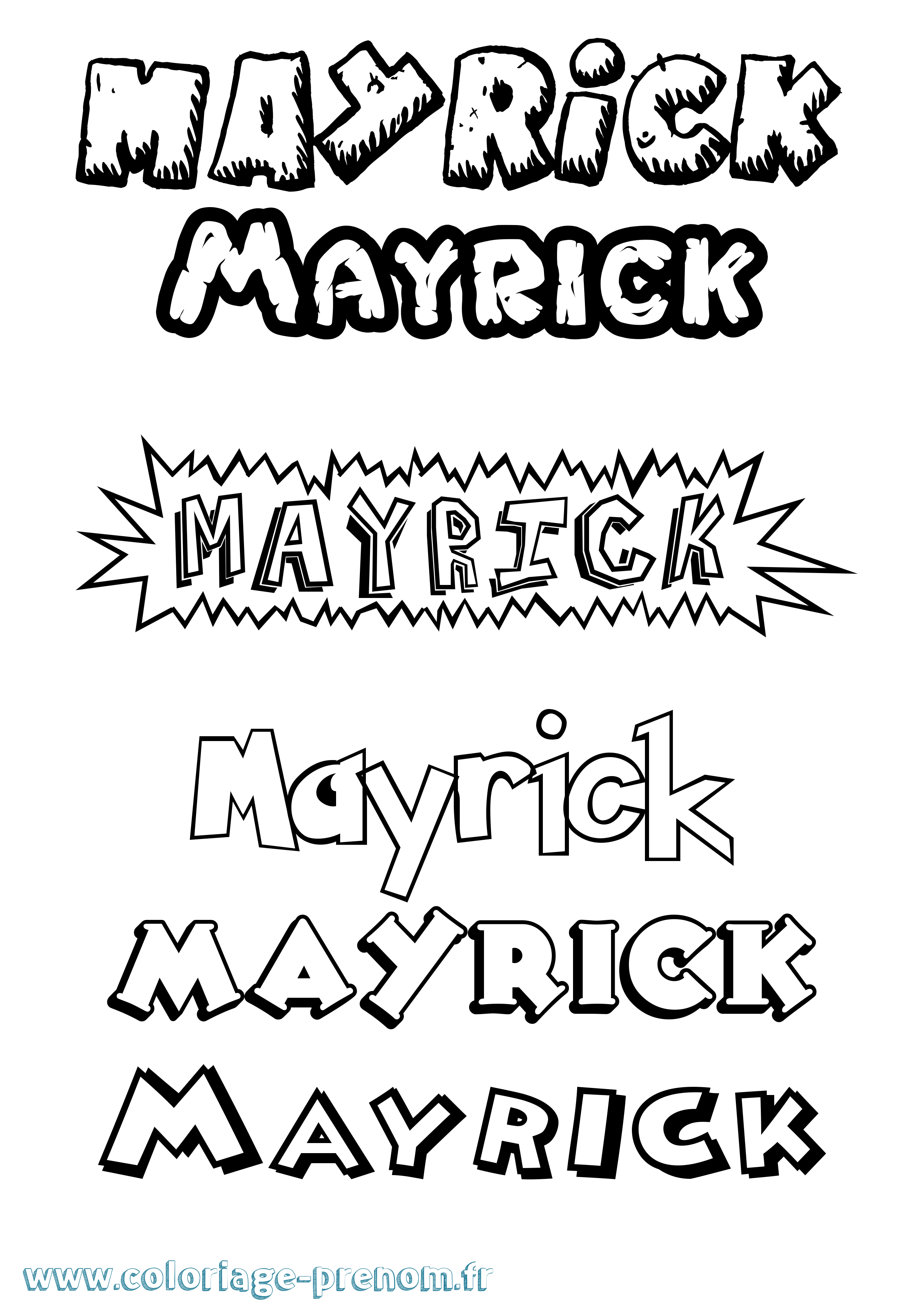 Coloriage prénom Mayrick Dessin Animé