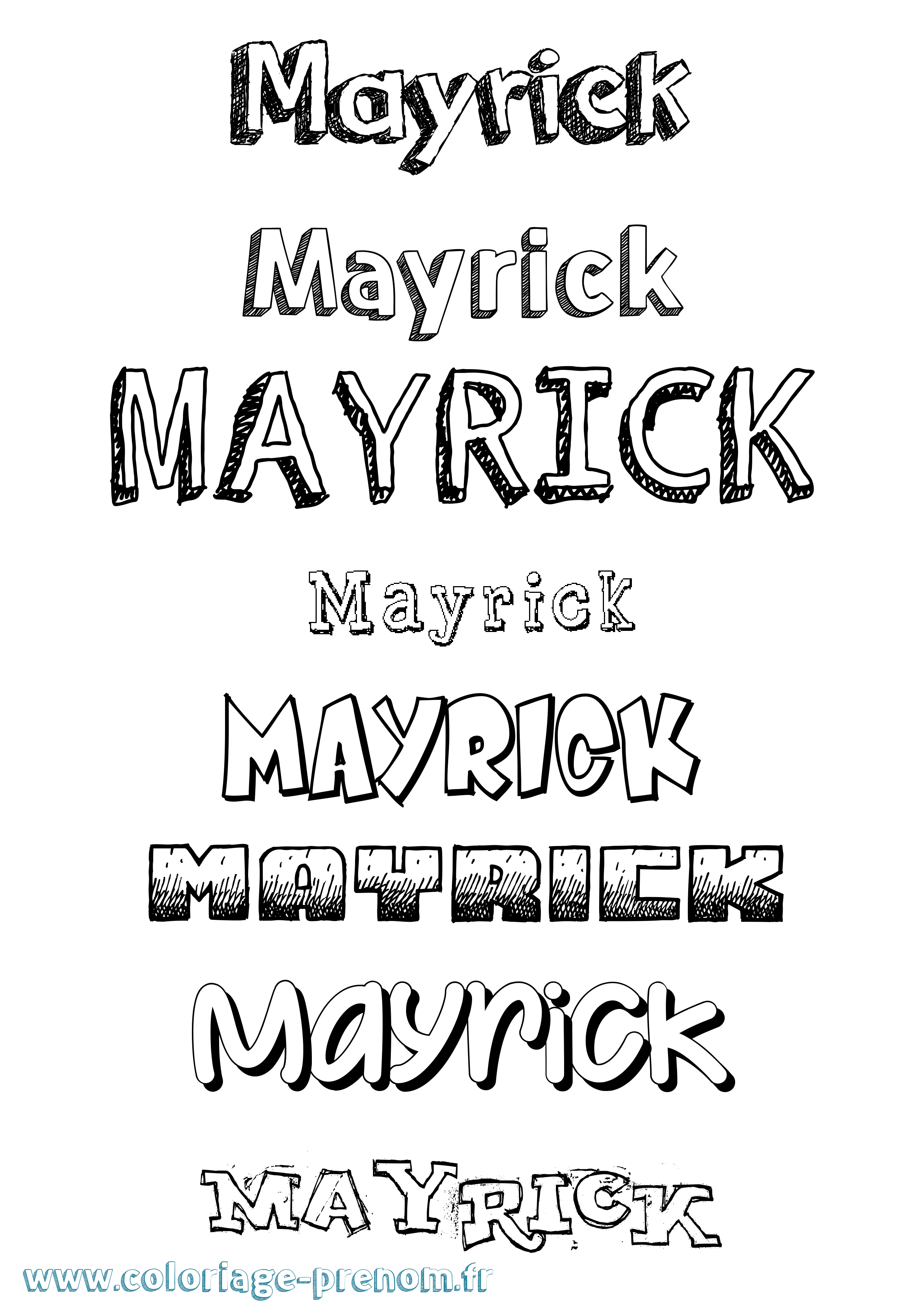 Coloriage prénom Mayrick Dessiné