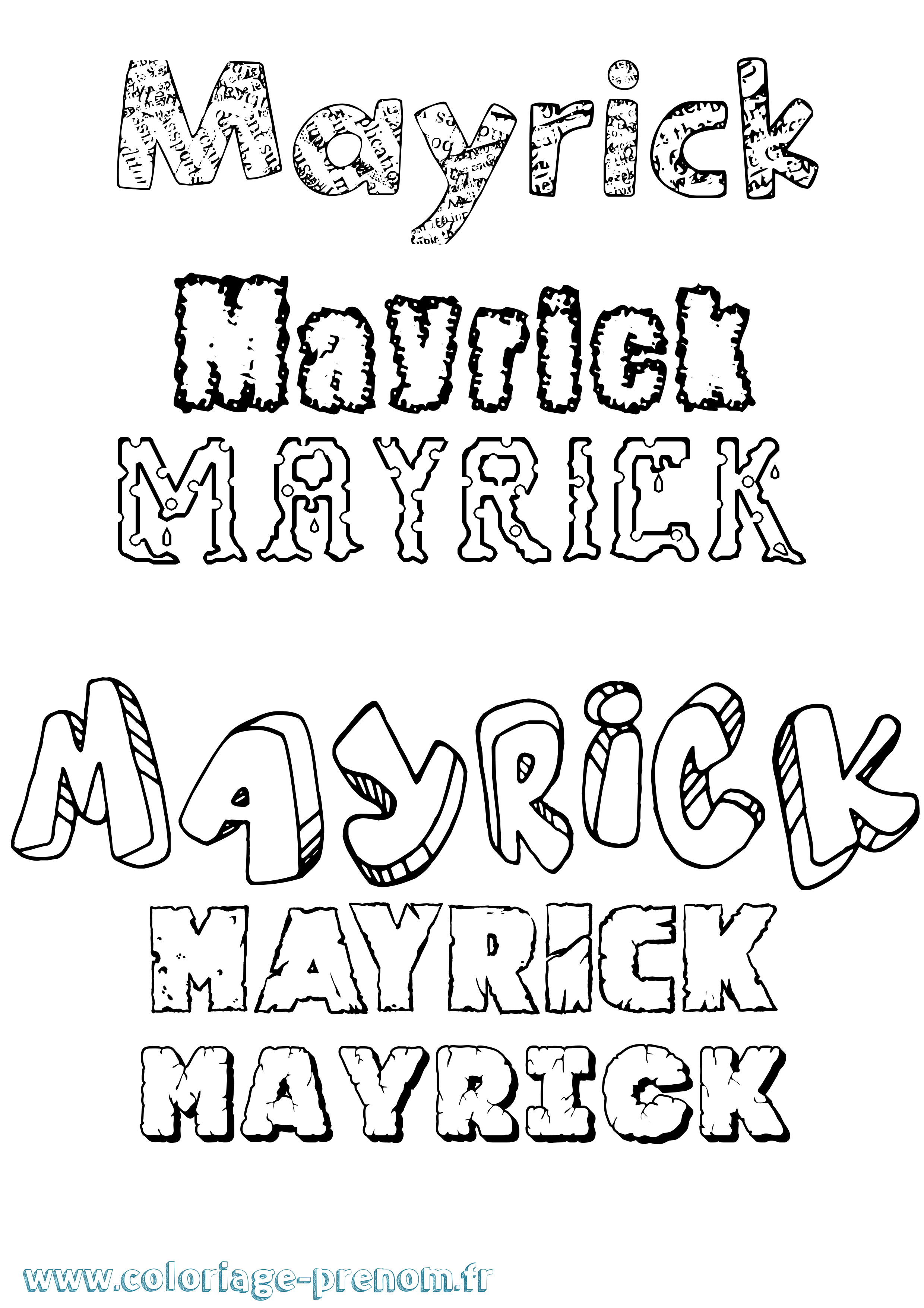 Coloriage prénom Mayrick Destructuré