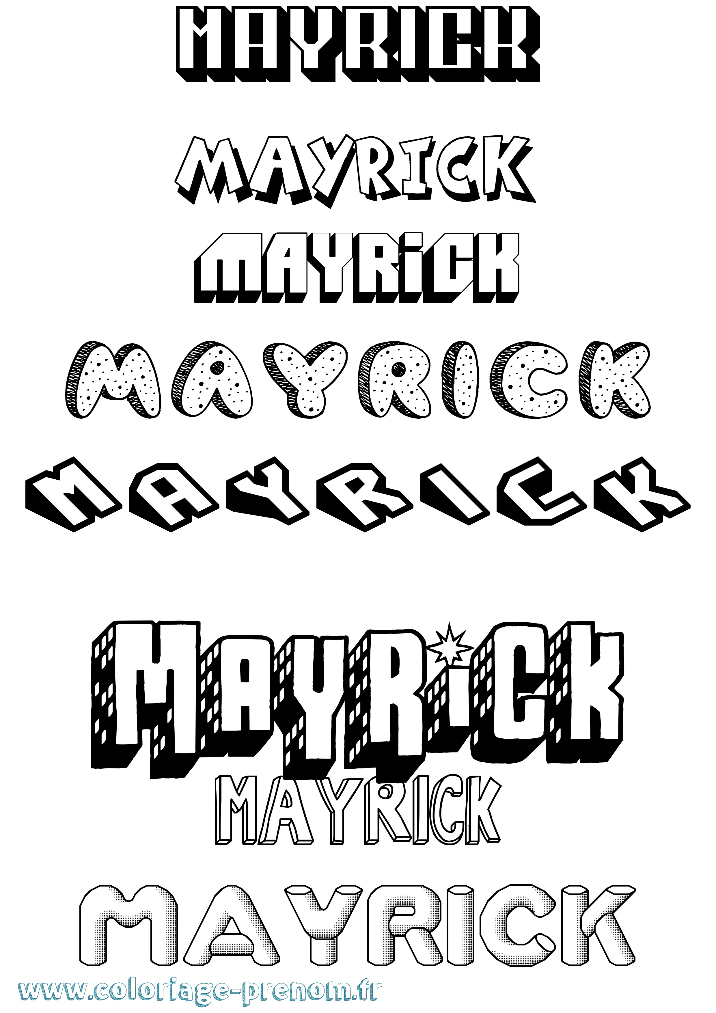 Coloriage prénom Mayrick Effet 3D