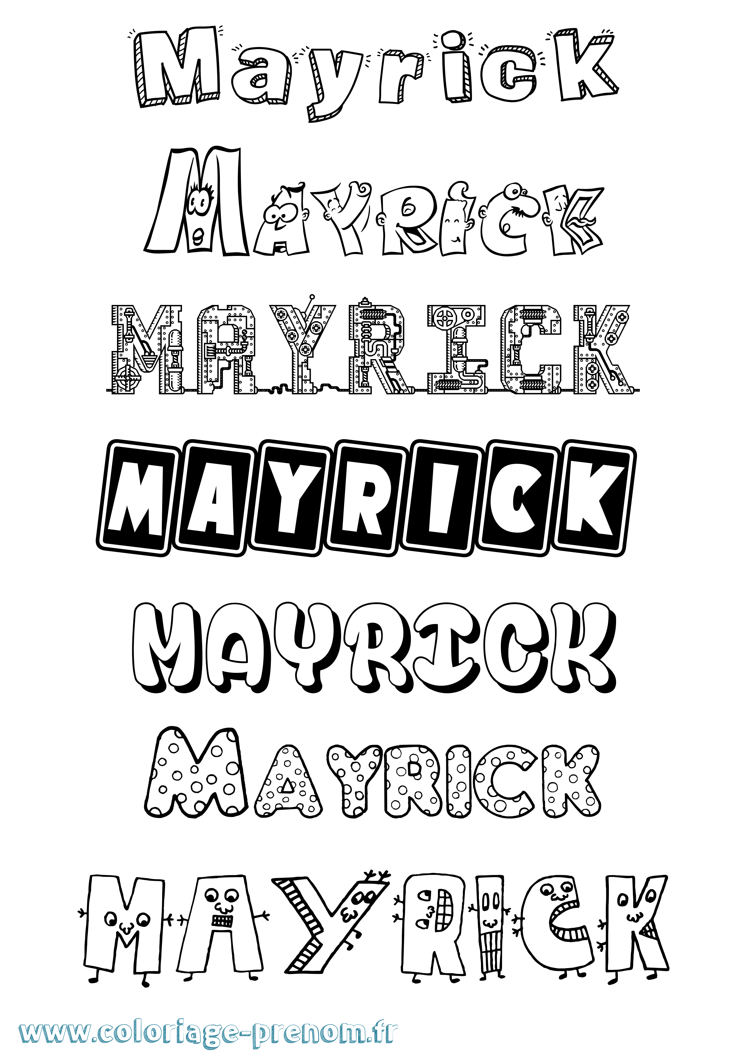 Coloriage prénom Mayrick Fun