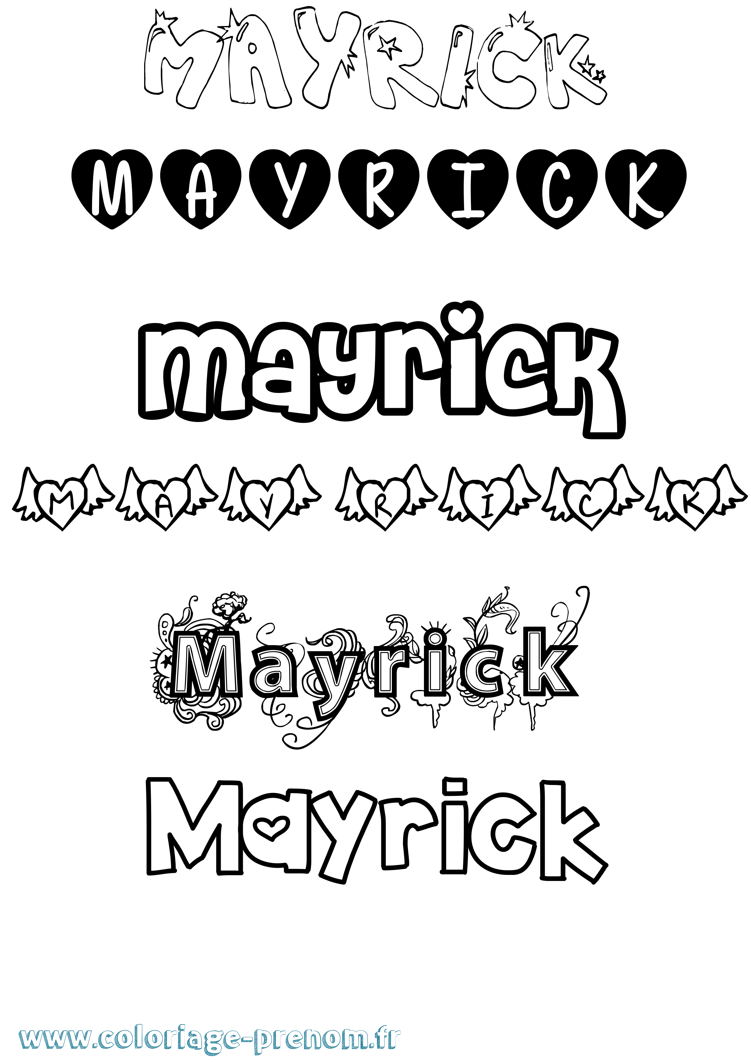 Coloriage prénom Mayrick Girly