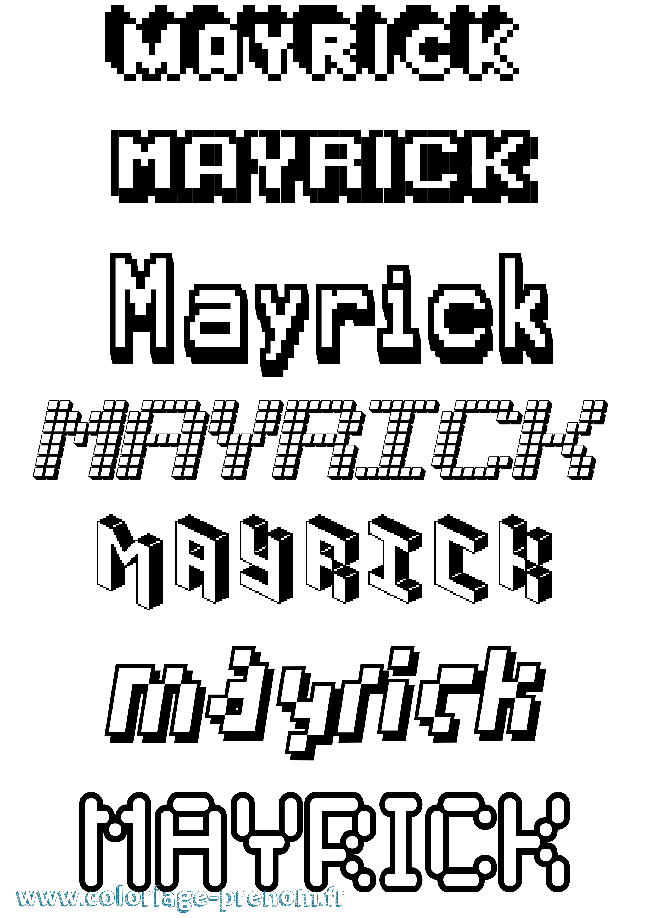 Coloriage prénom Mayrick Pixel