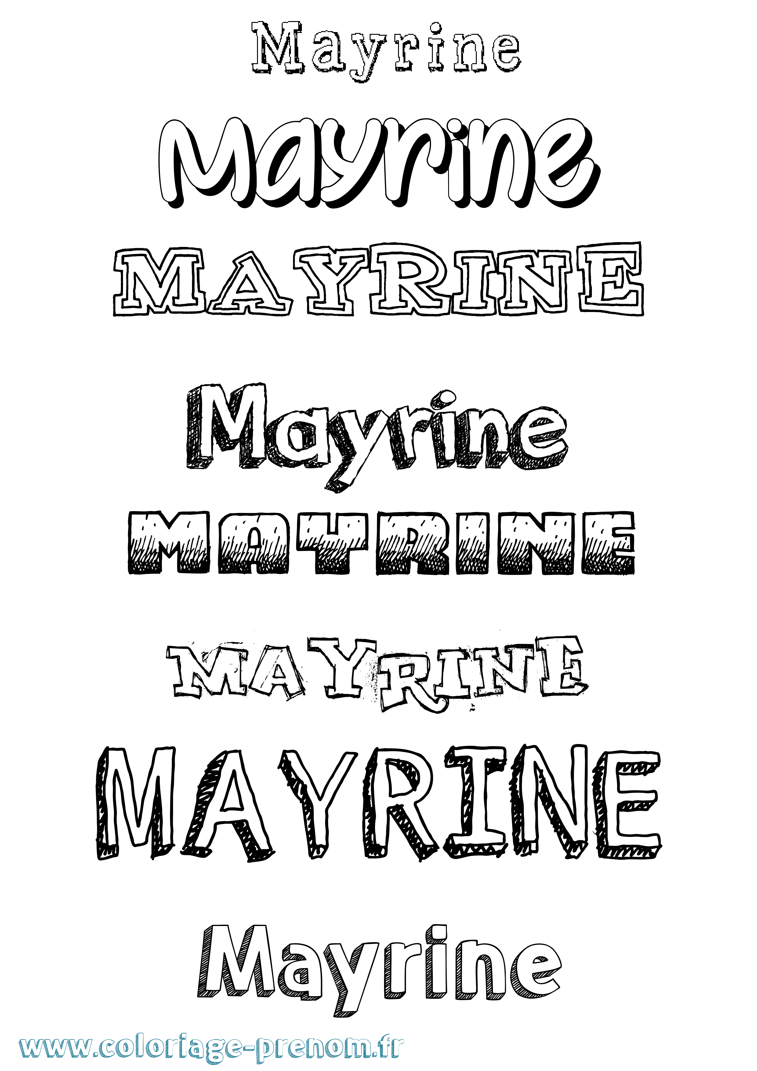 Coloriage prénom Mayrine Dessiné
