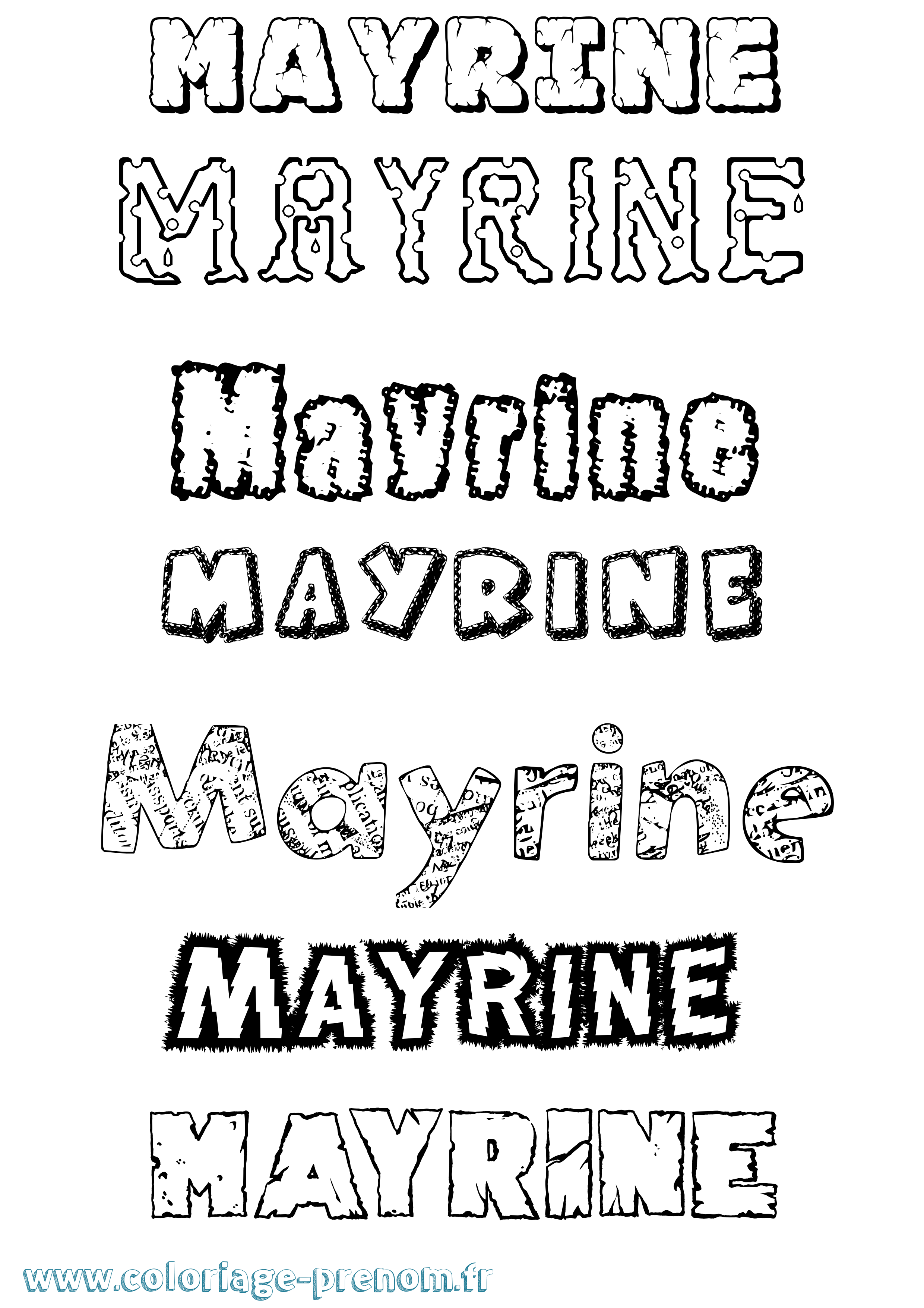 Coloriage prénom Mayrine Destructuré