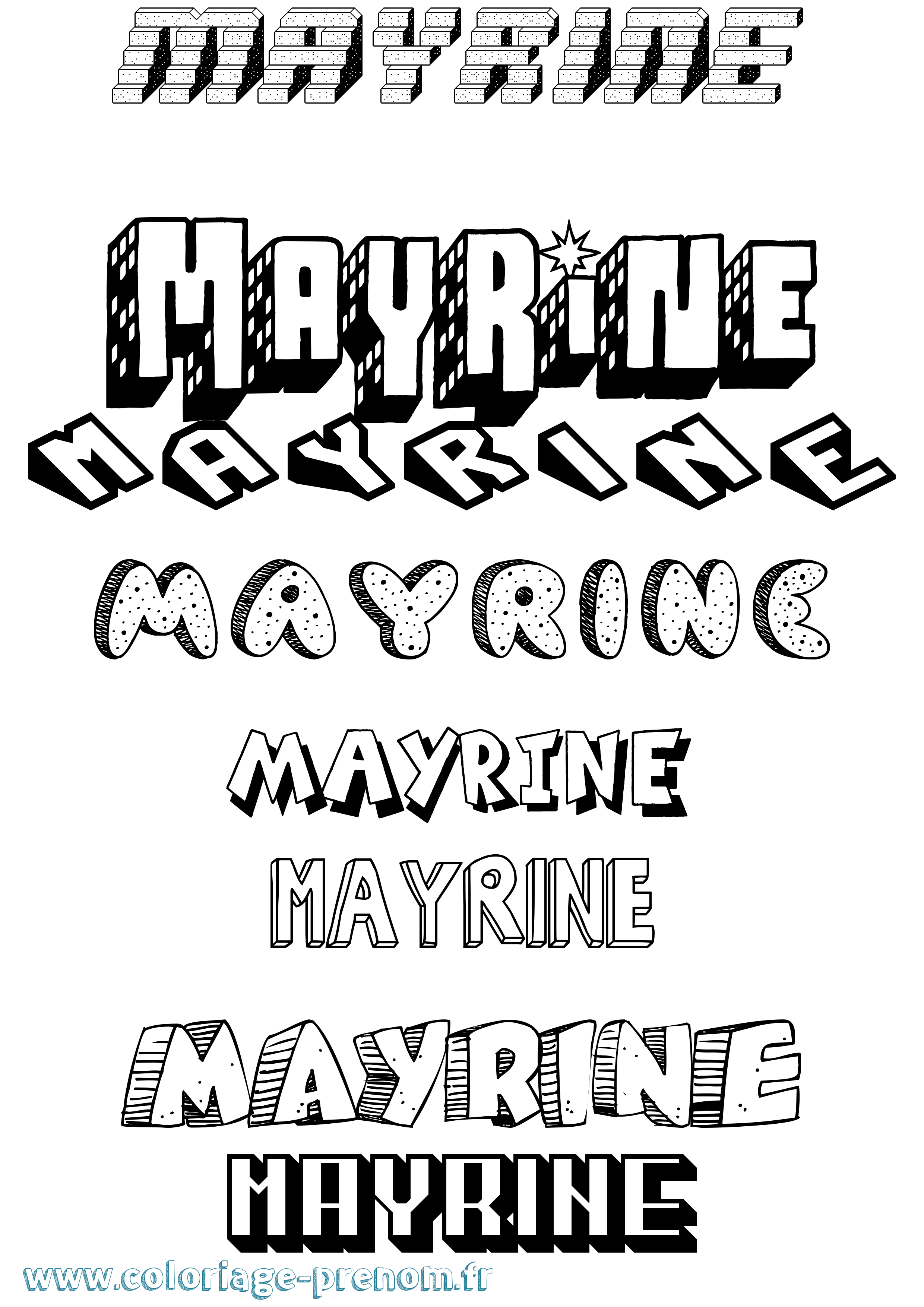 Coloriage prénom Mayrine Effet 3D