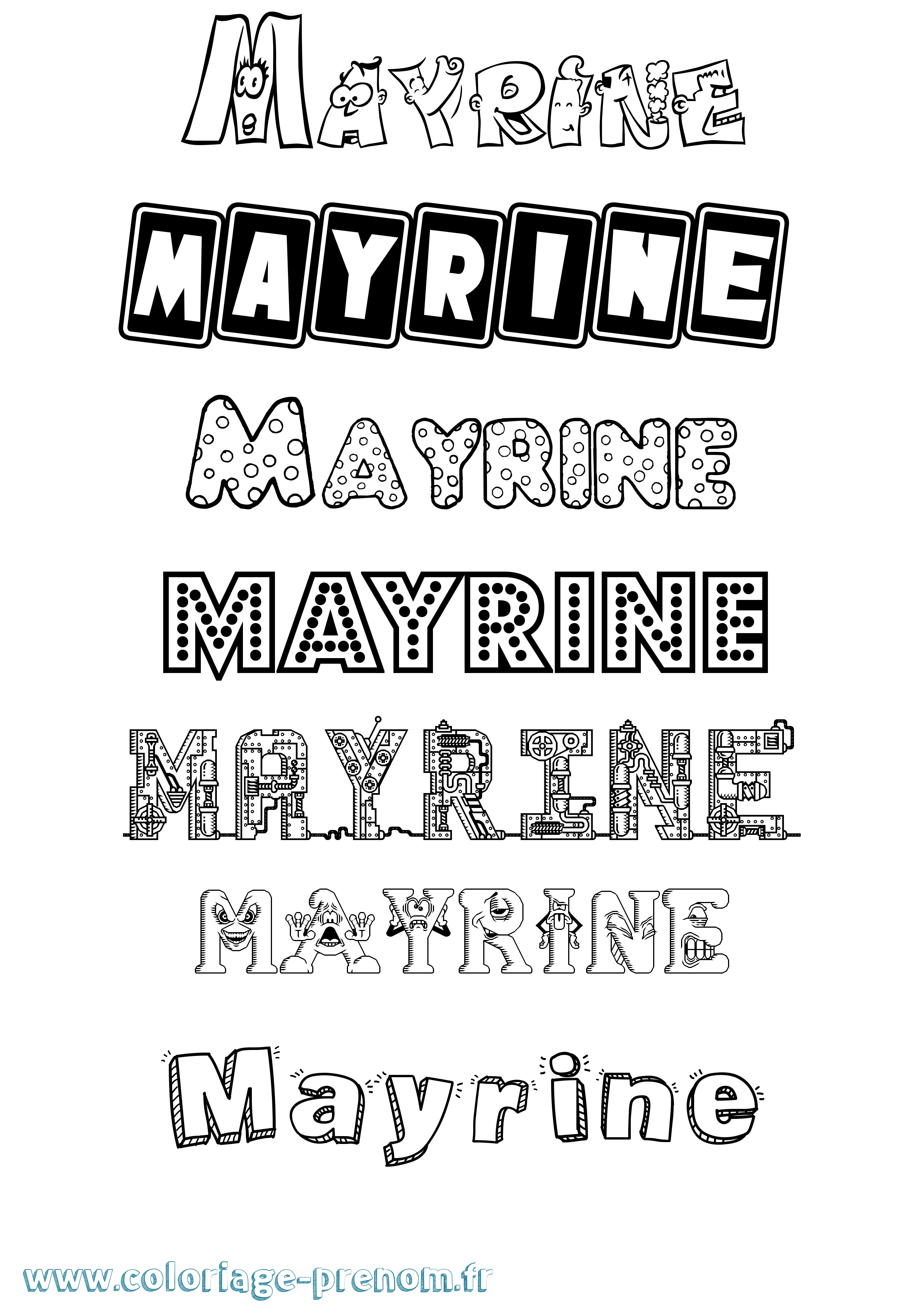 Coloriage prénom Mayrine Fun