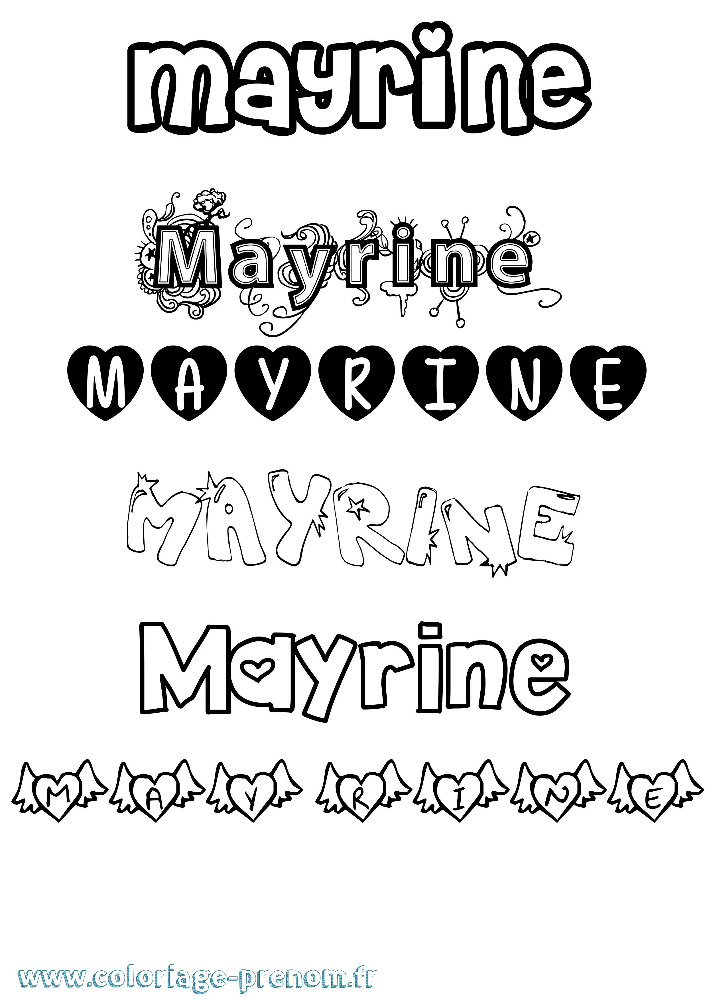 Coloriage prénom Mayrine Girly