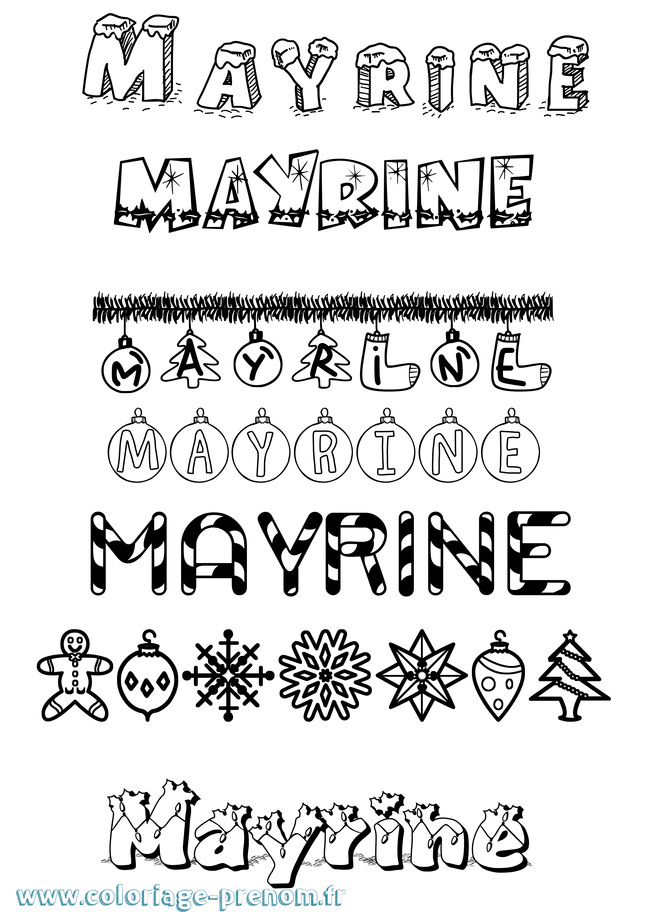 Coloriage prénom Mayrine Noël