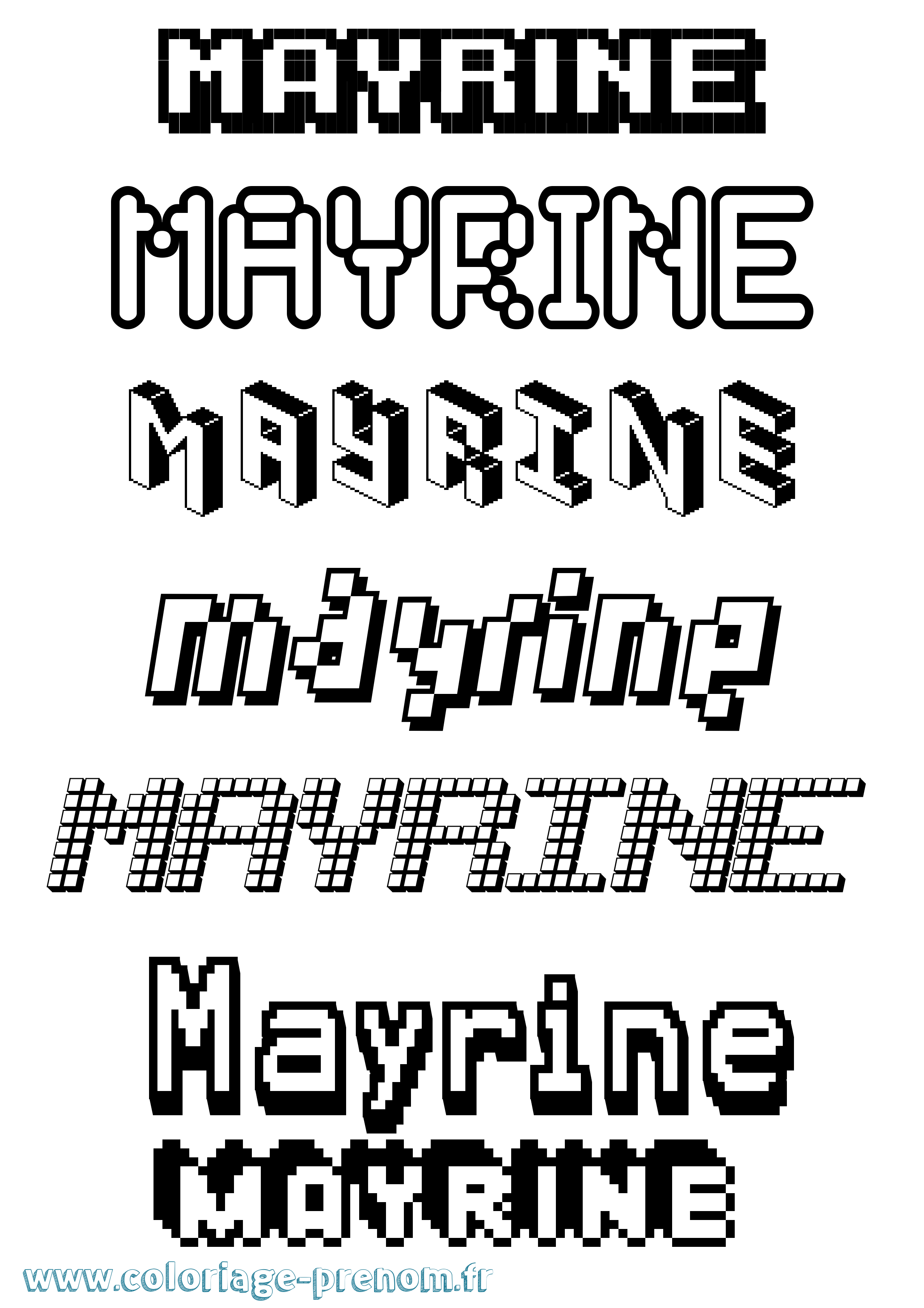 Coloriage prénom Mayrine Pixel