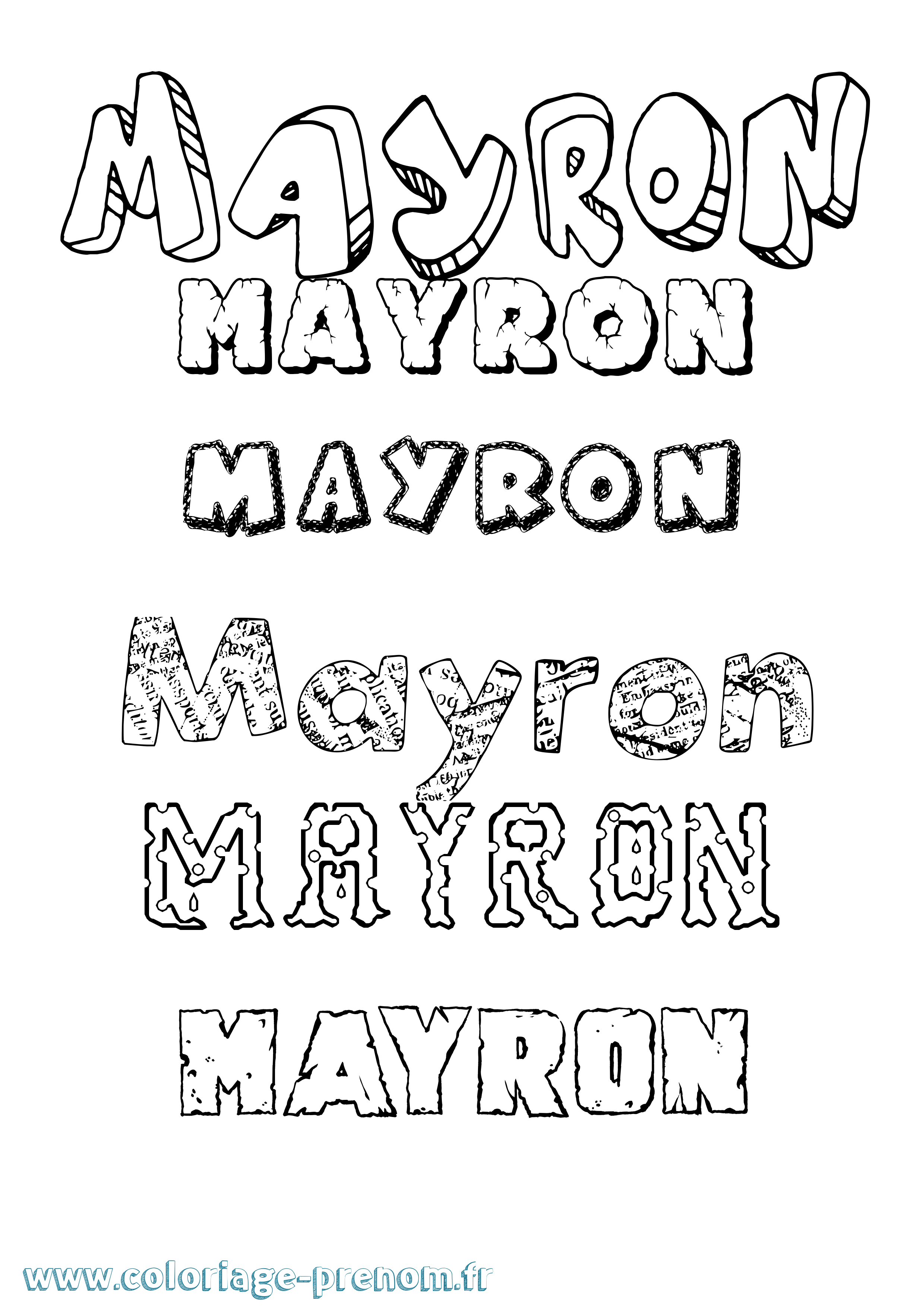 Coloriage prénom Mayron Destructuré