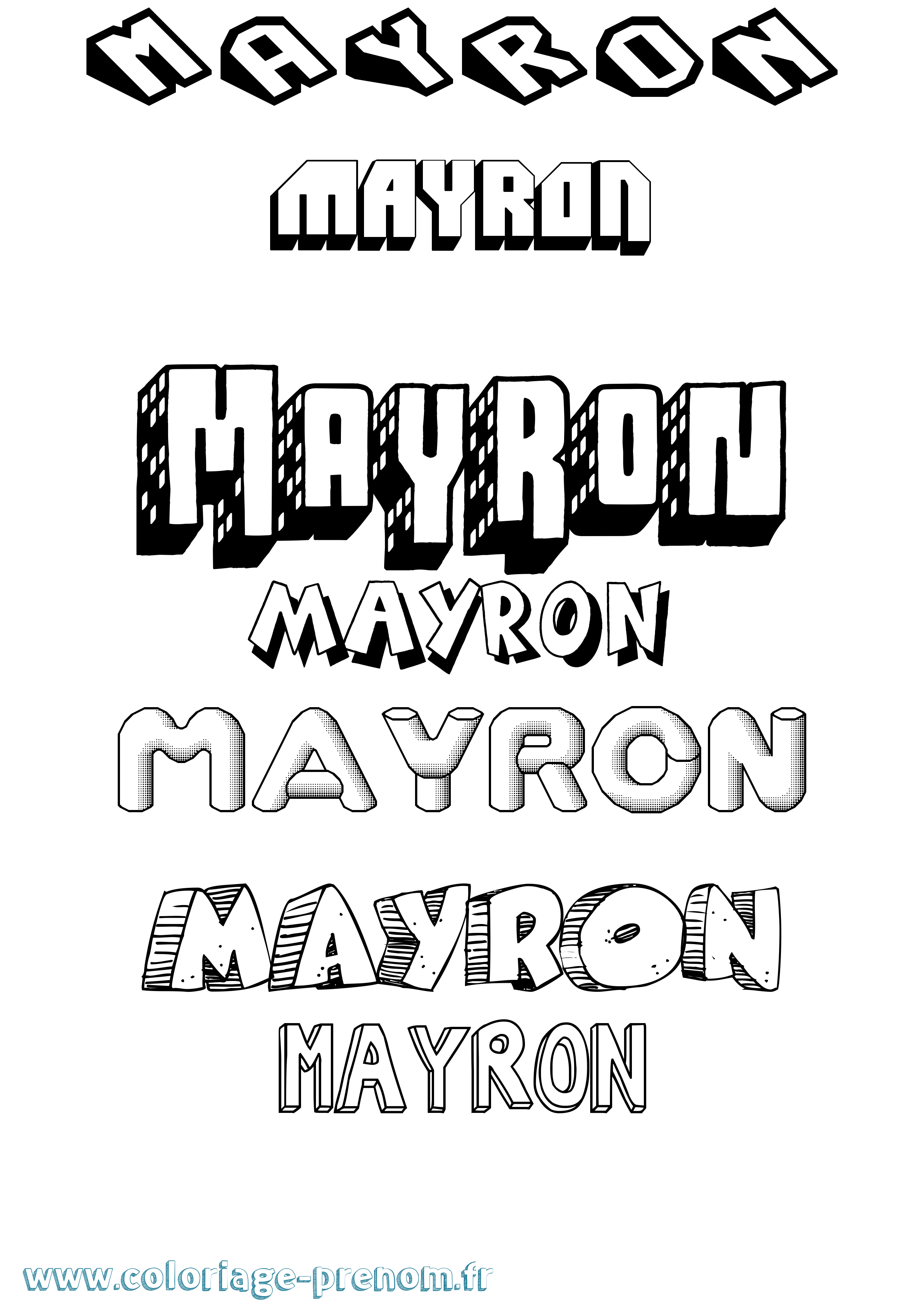 Coloriage prénom Mayron Effet 3D