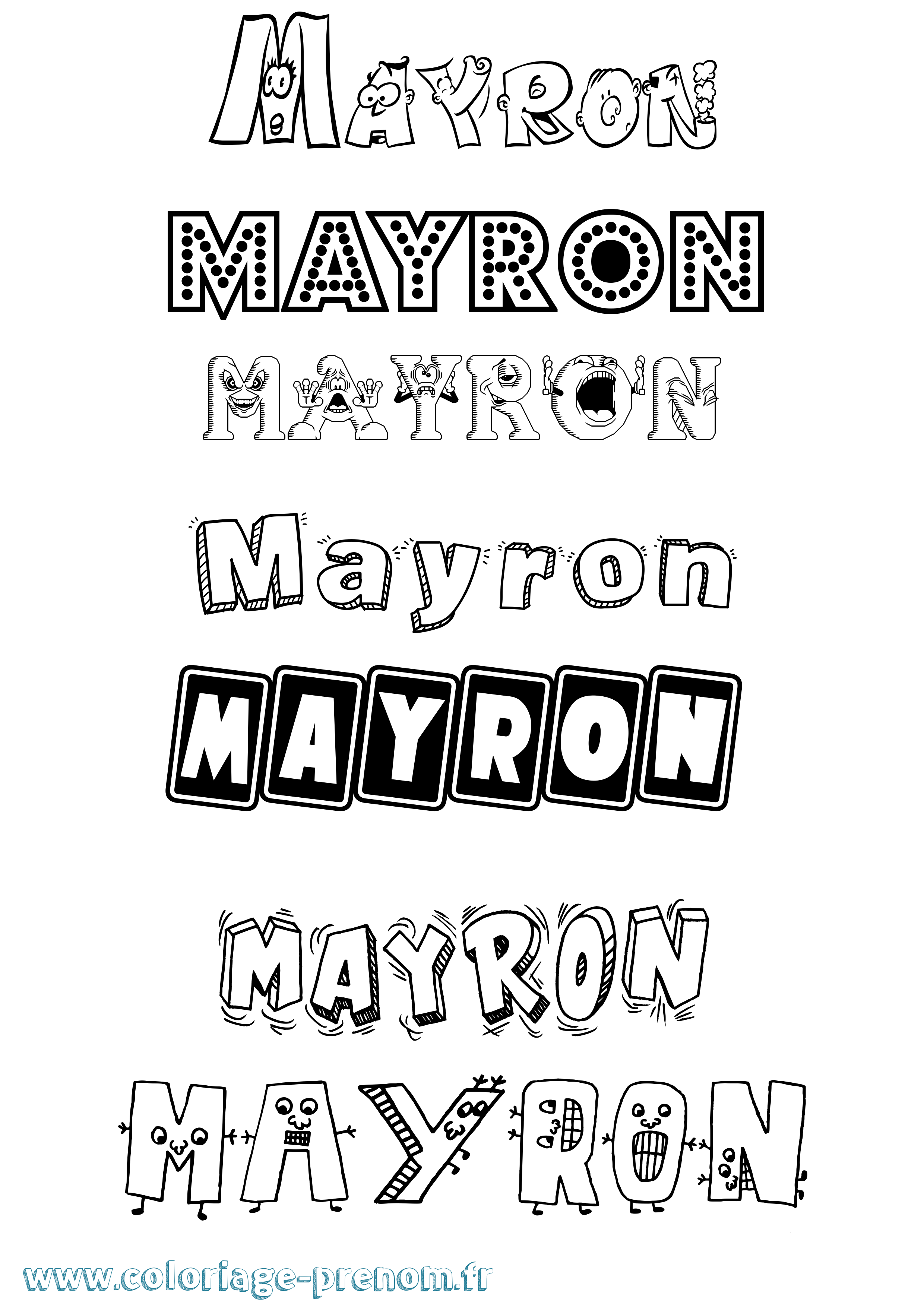 Coloriage prénom Mayron Fun