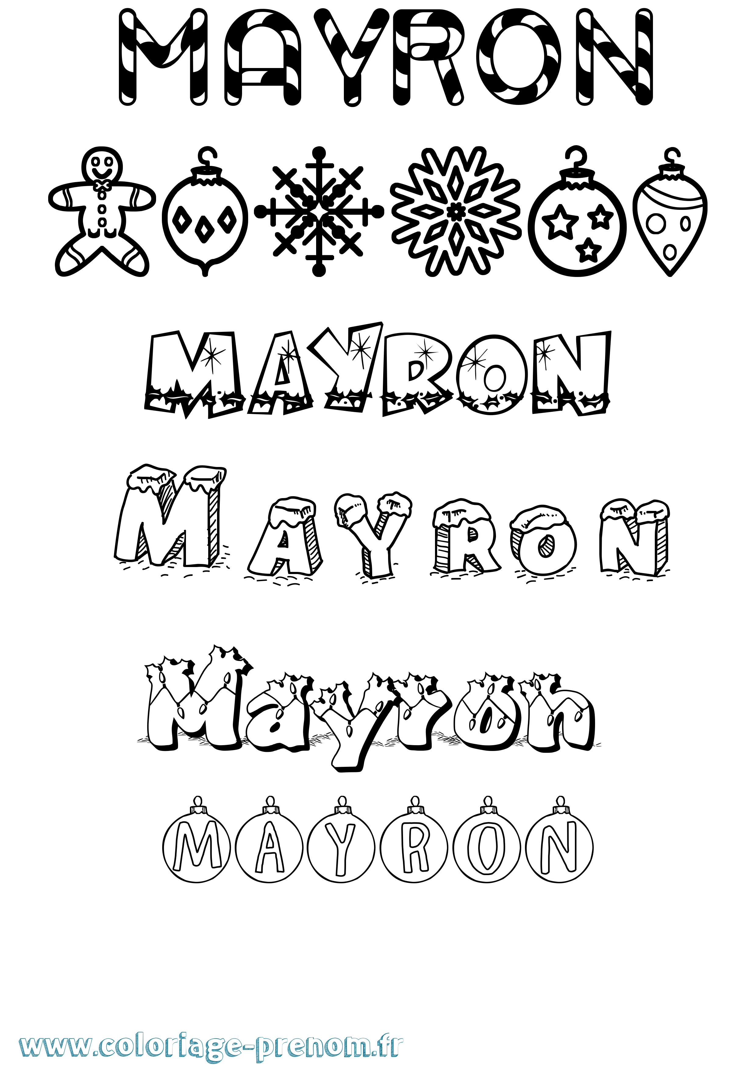 Coloriage prénom Mayron Noël