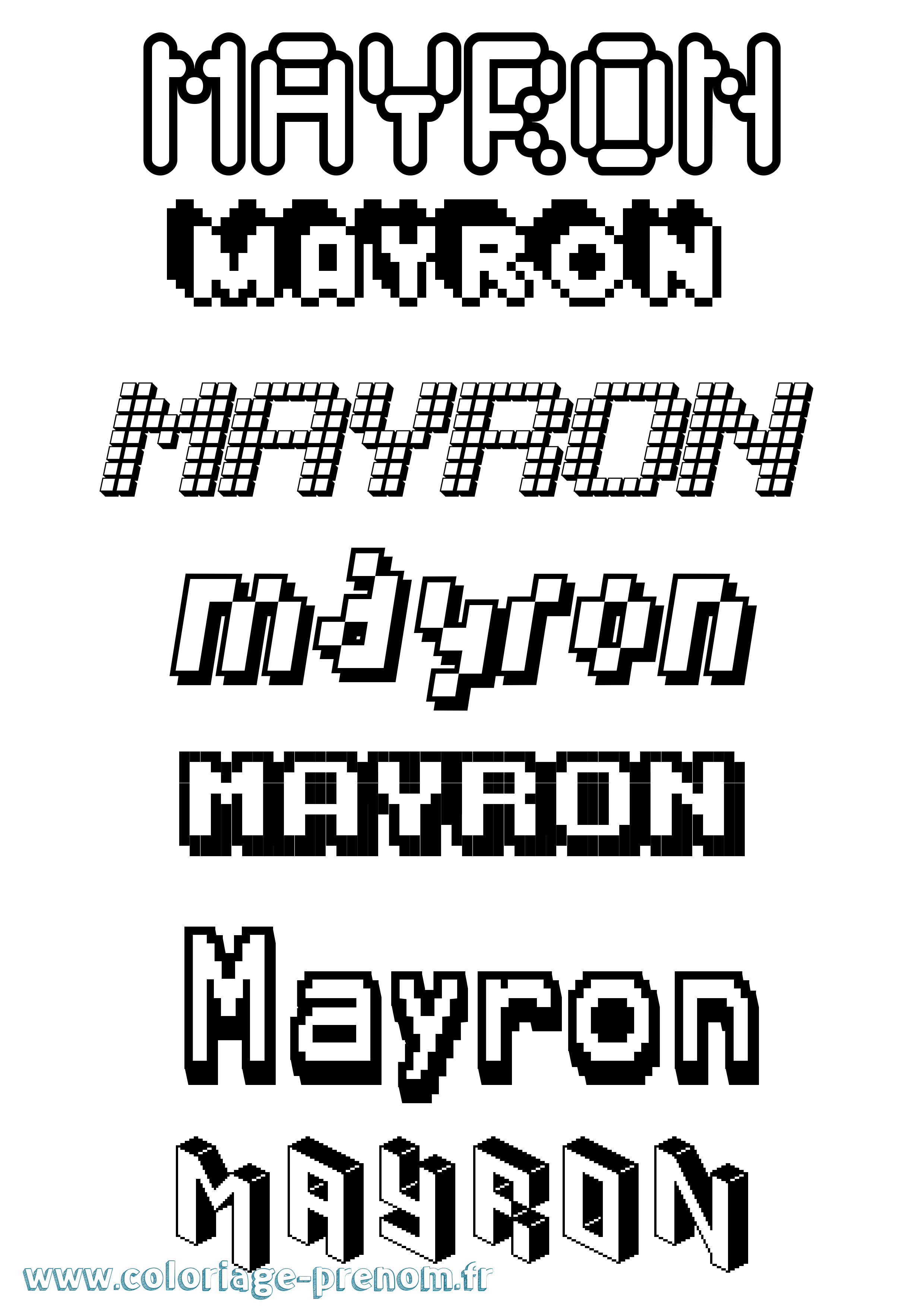 Coloriage prénom Mayron Pixel