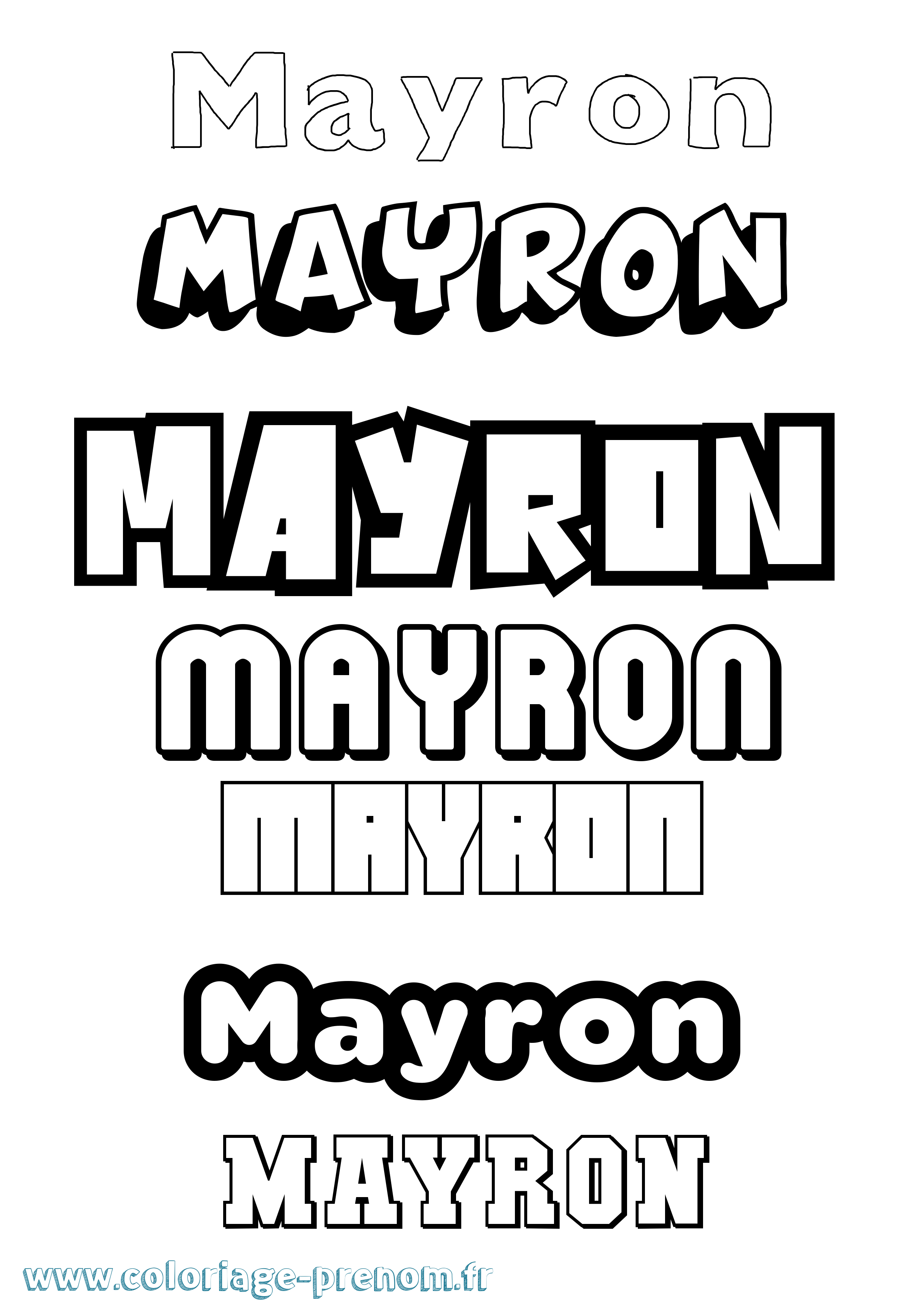Coloriage prénom Mayron Simple