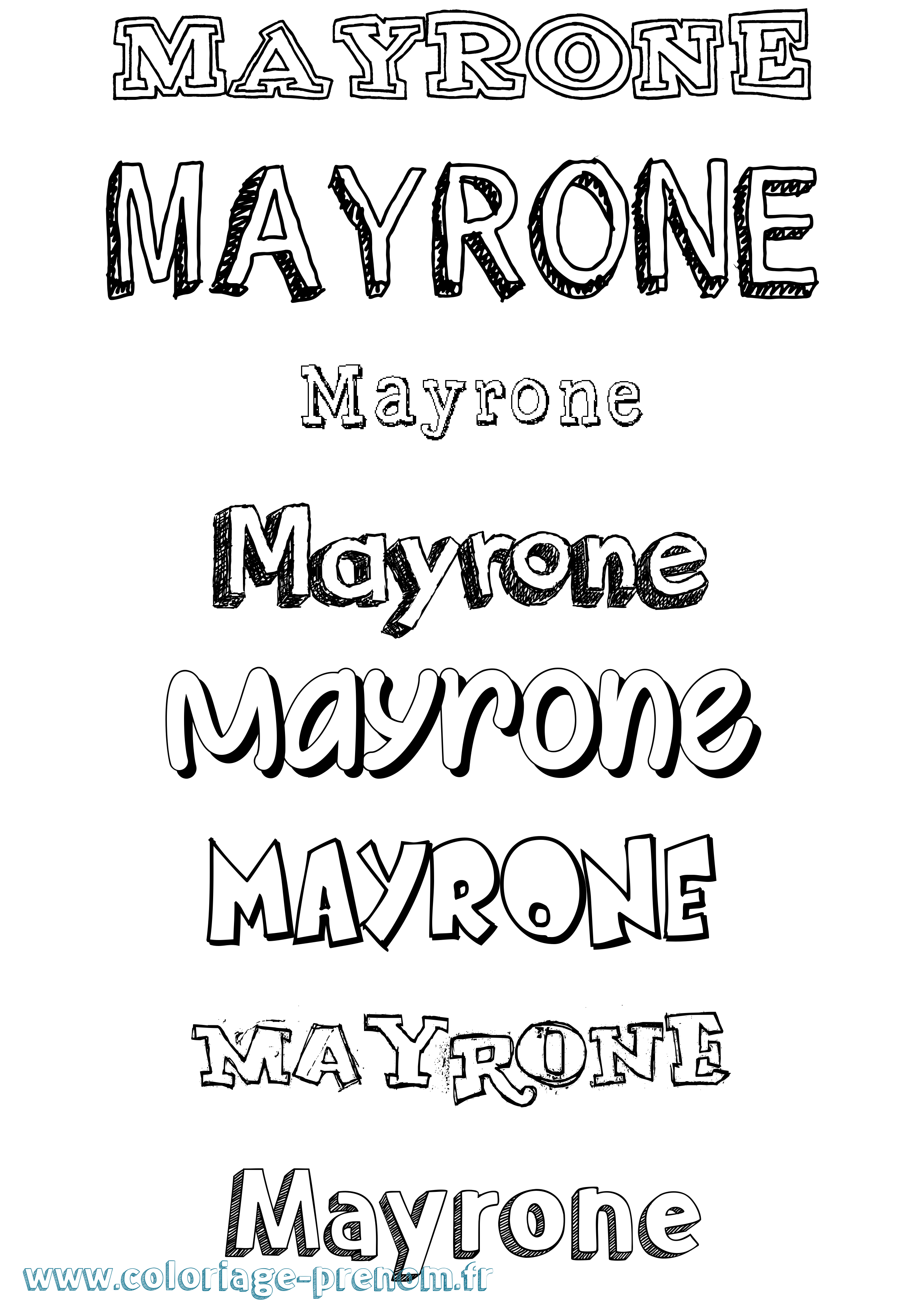 Coloriage prénom Mayrone Dessiné