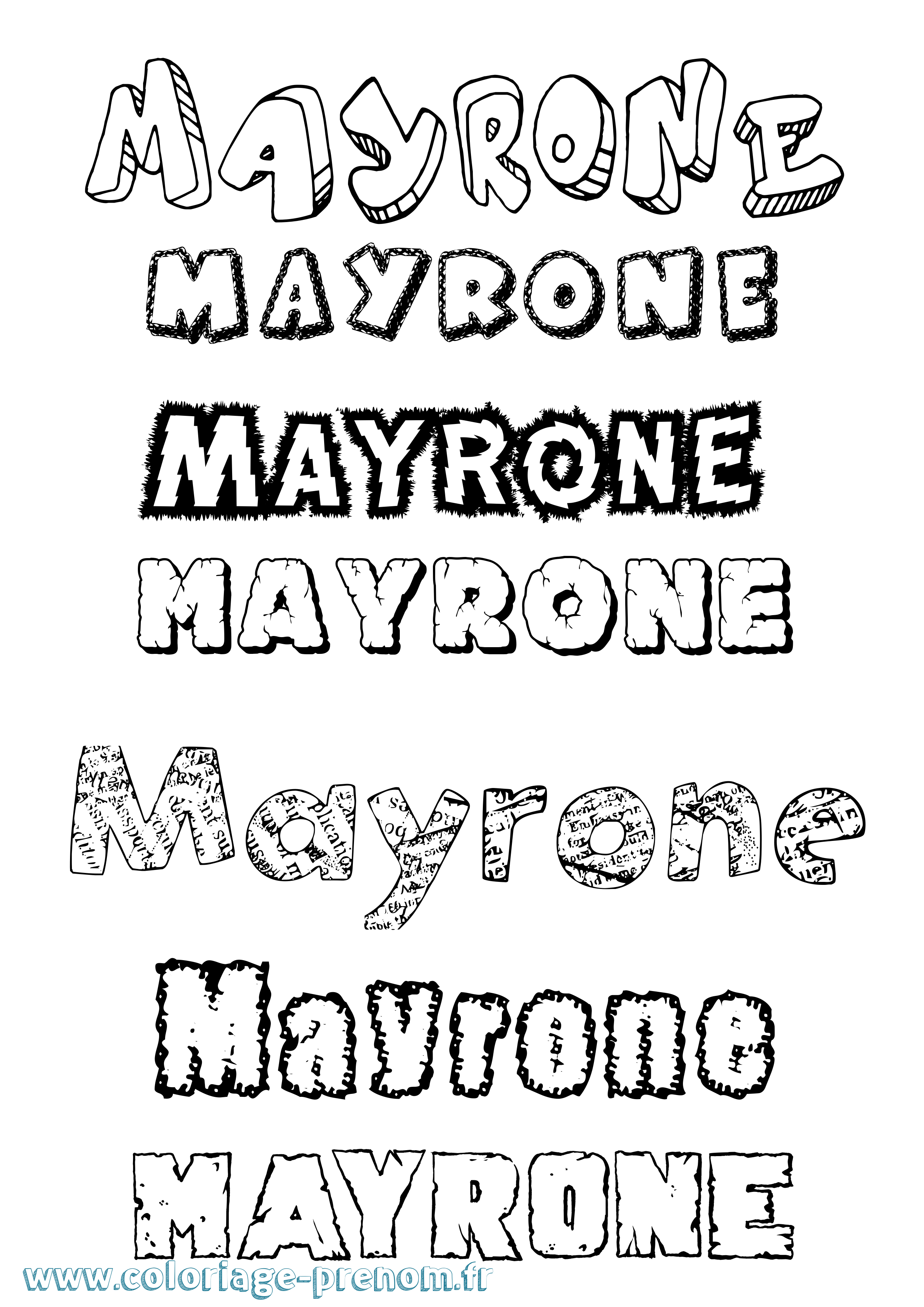 Coloriage prénom Mayrone Destructuré