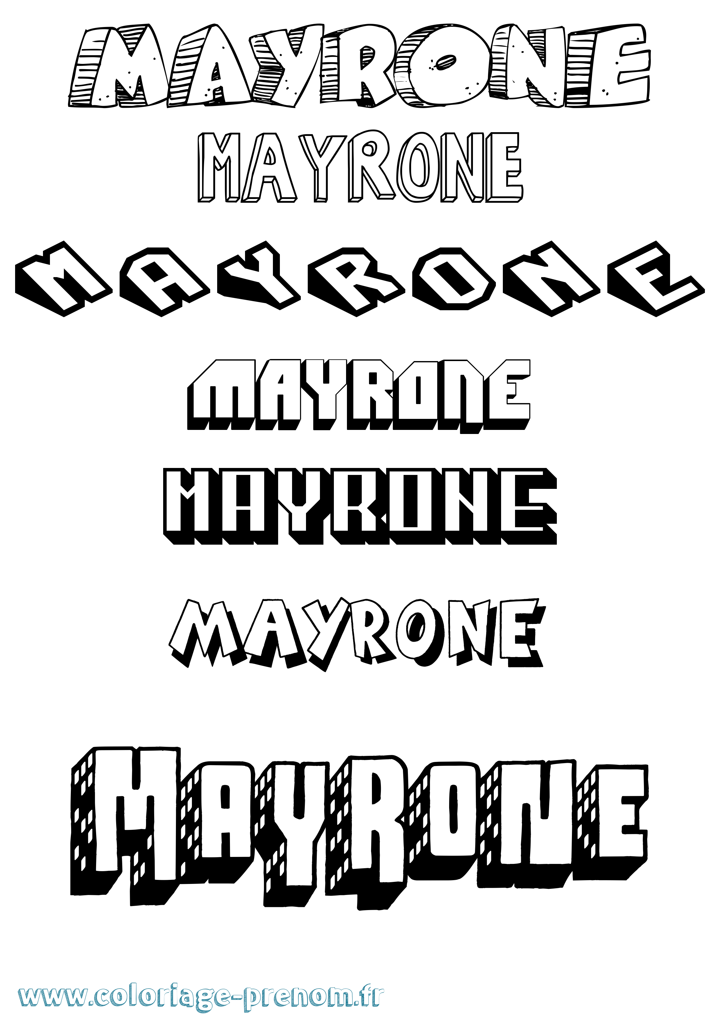Coloriage prénom Mayrone Effet 3D